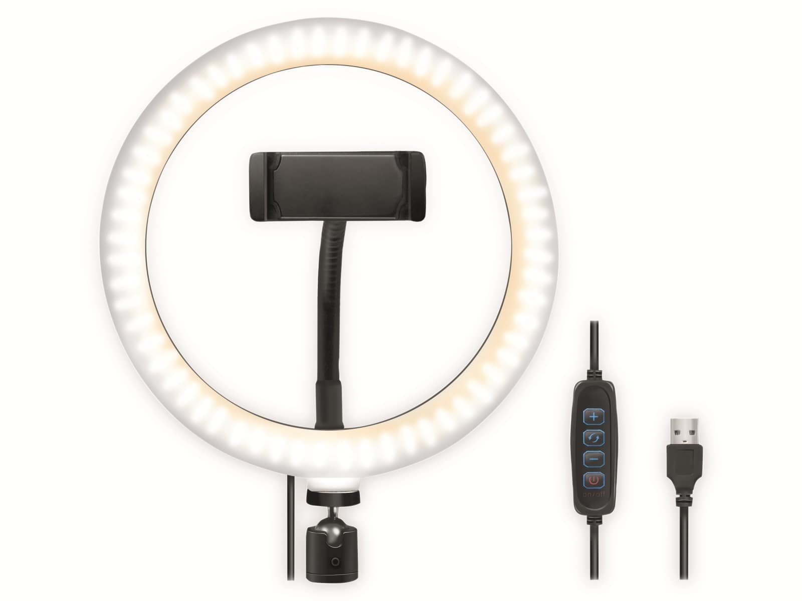 LOGILINK Smartphone-LED-Ringlicht AA0151, Ø 20 cm, Lichtregler