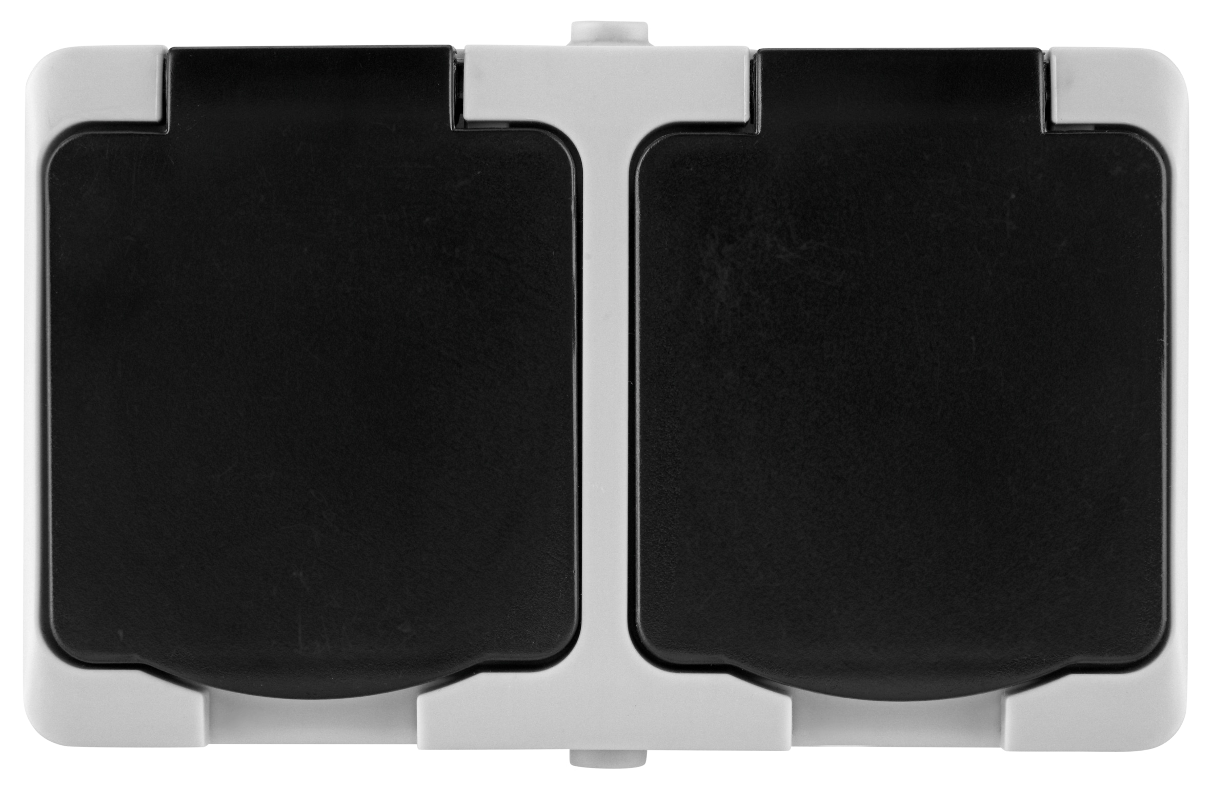 REV Feuchtraum-Steckdose AquaMini, 2-fach, Aufputz, weiß/schwarz