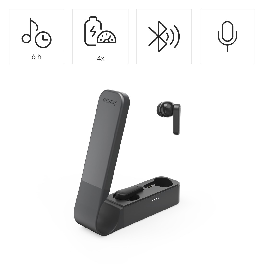 HAMA Kabellose Kopfhörer, Spirit Pocket II, ENC, App, In-Ear, Schwarz
