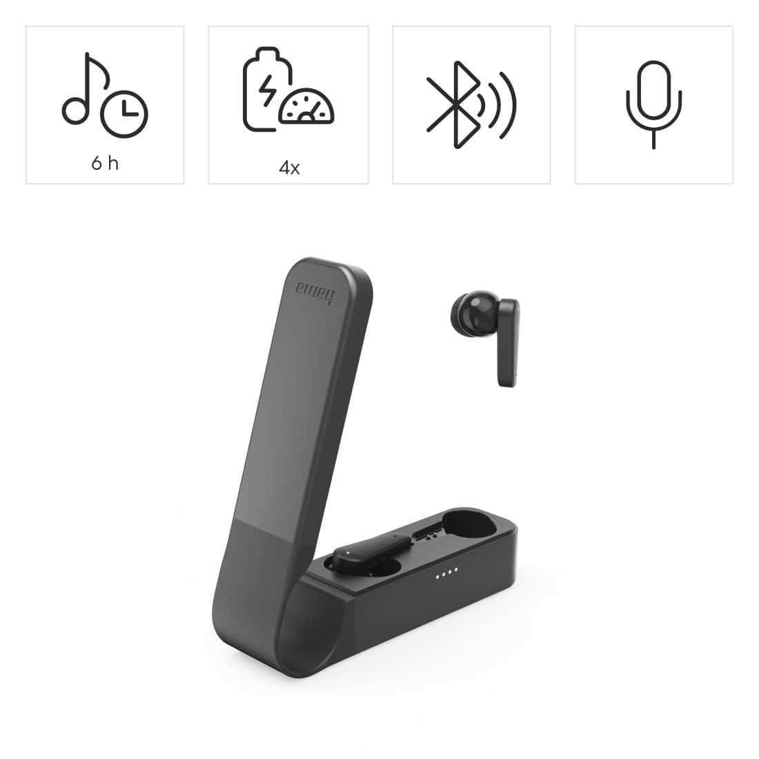 HAMA Kabellose Kopfhörer, Spirit Pocket II, ENC, App, In-Ear, Schwarz