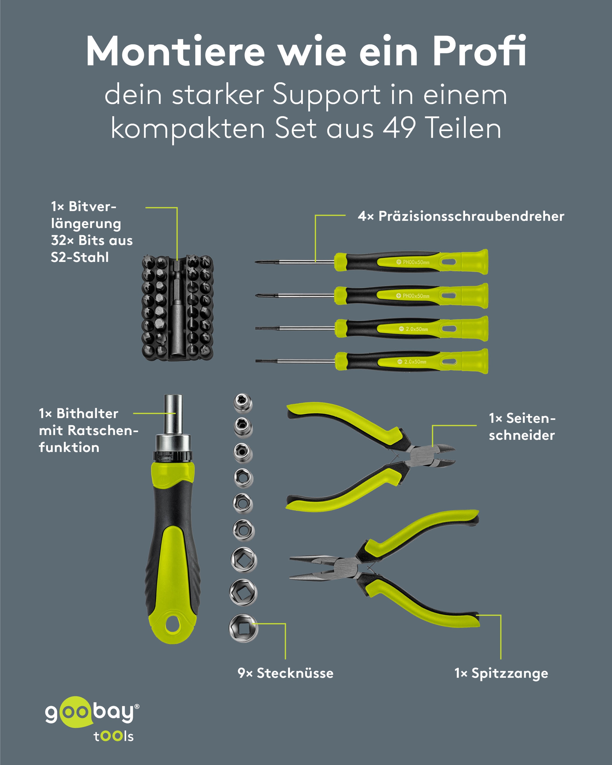 GOOBAY TOOLS Werkzeug-Set Advanced, 77846, 49-teilig
