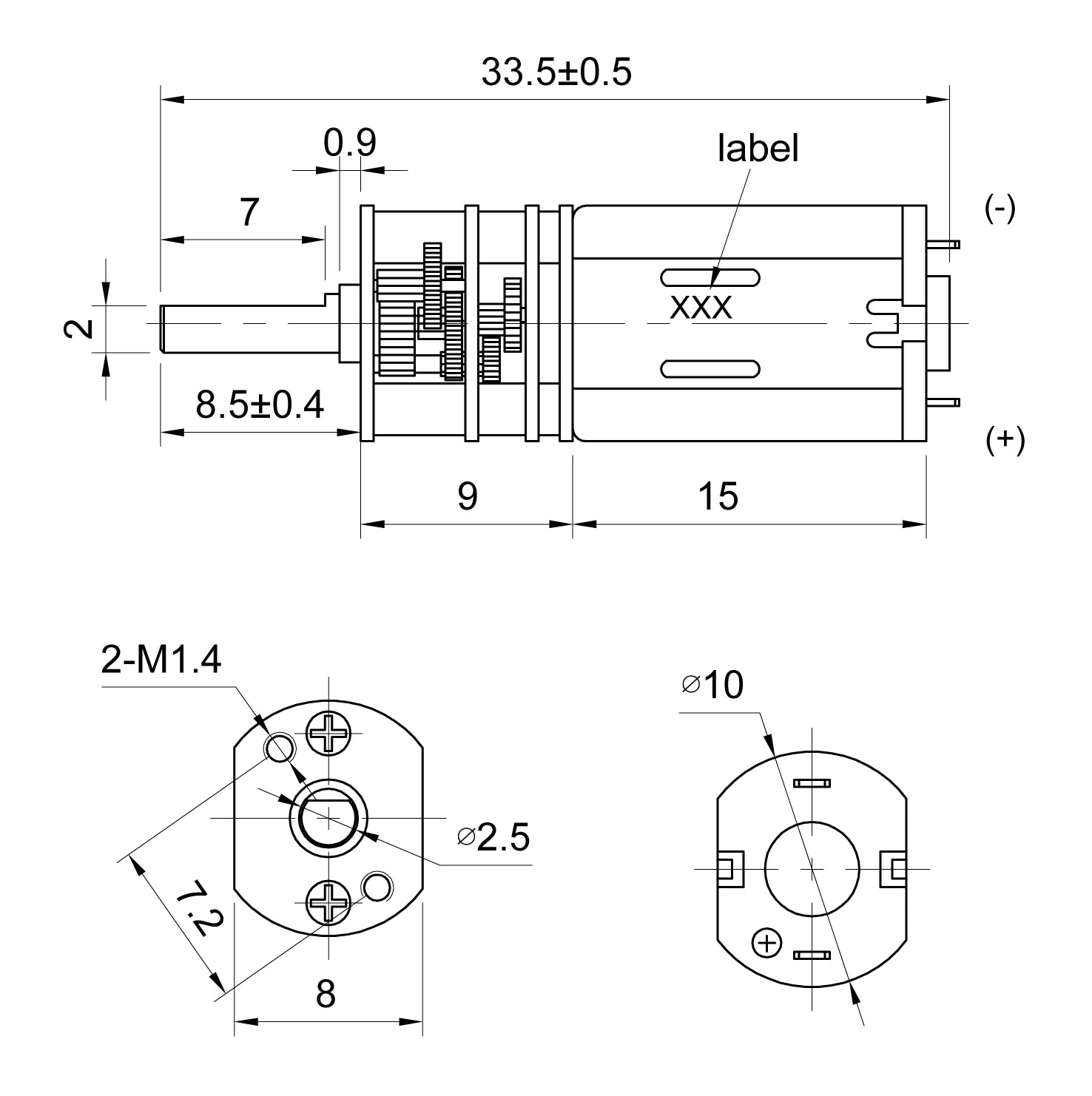 SOL-EXPERT DC-Mikrogetriebemotor G250, 4,8V, mit Metallzahnrädern