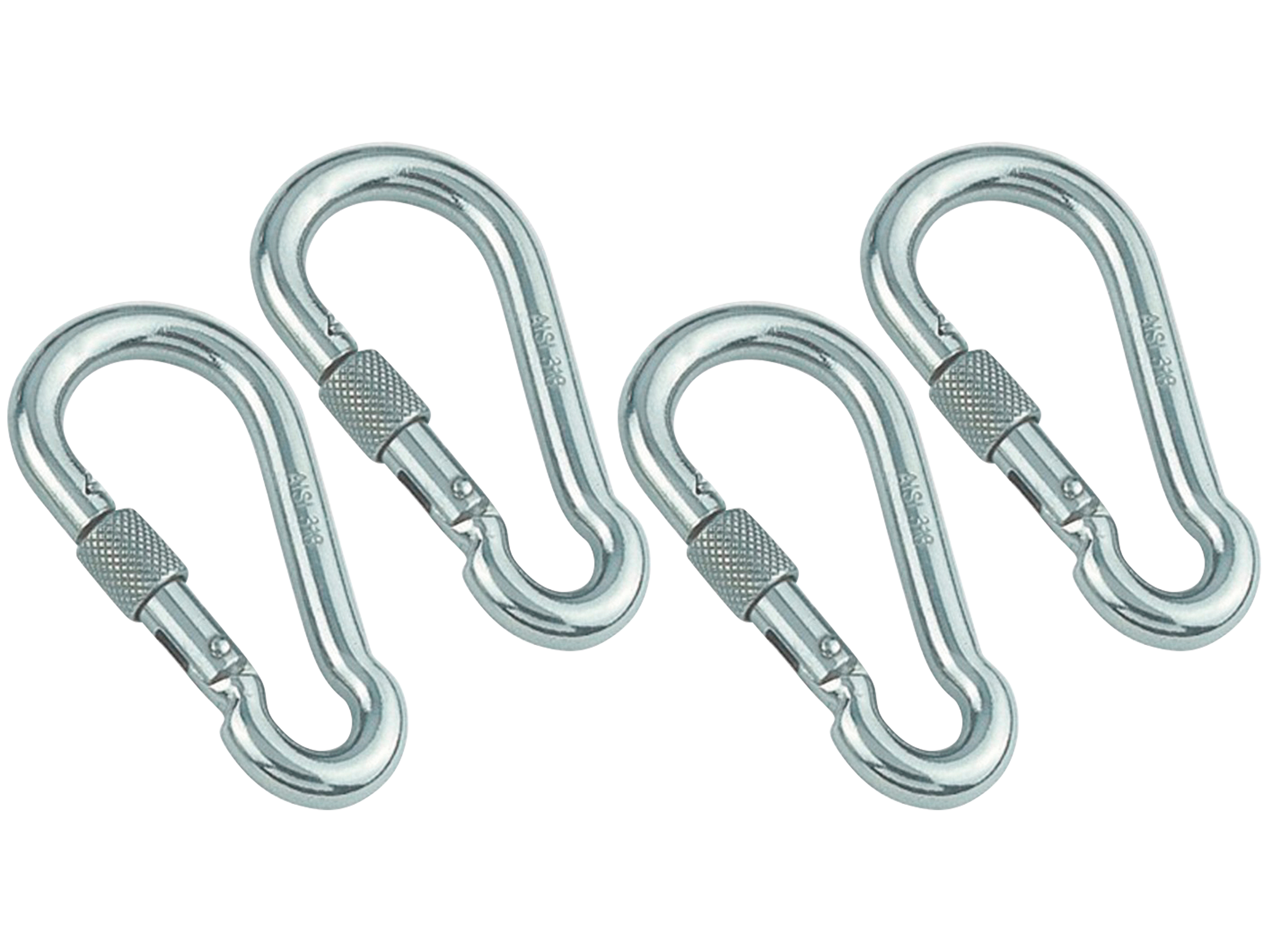 MARINETECH Karabinerhaken, Edelstahl A4, 4x40 mm, mit Sicherheitsmutter, 4 Stück
