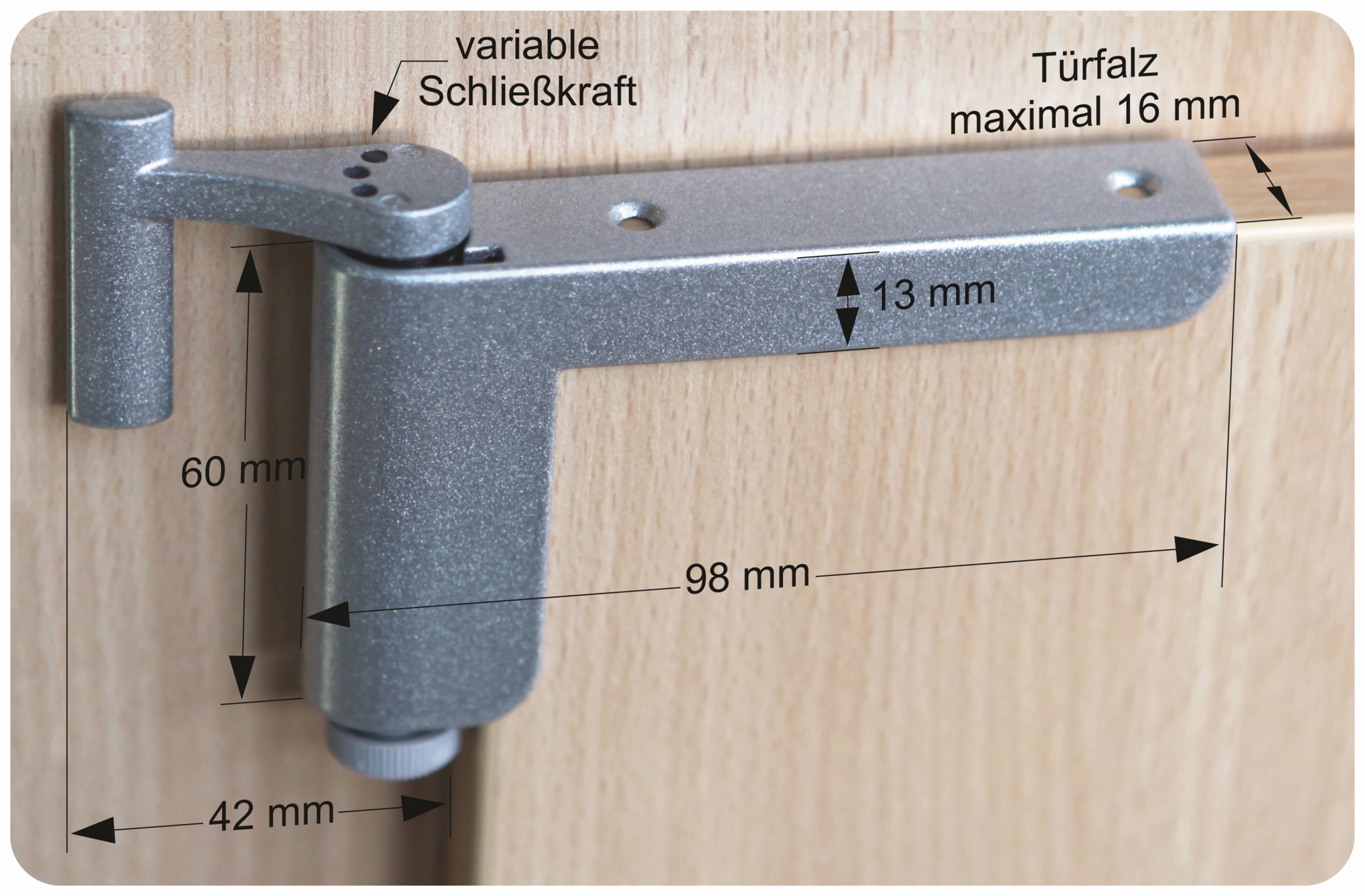 Mini-Türschließer, Clip Close, silber