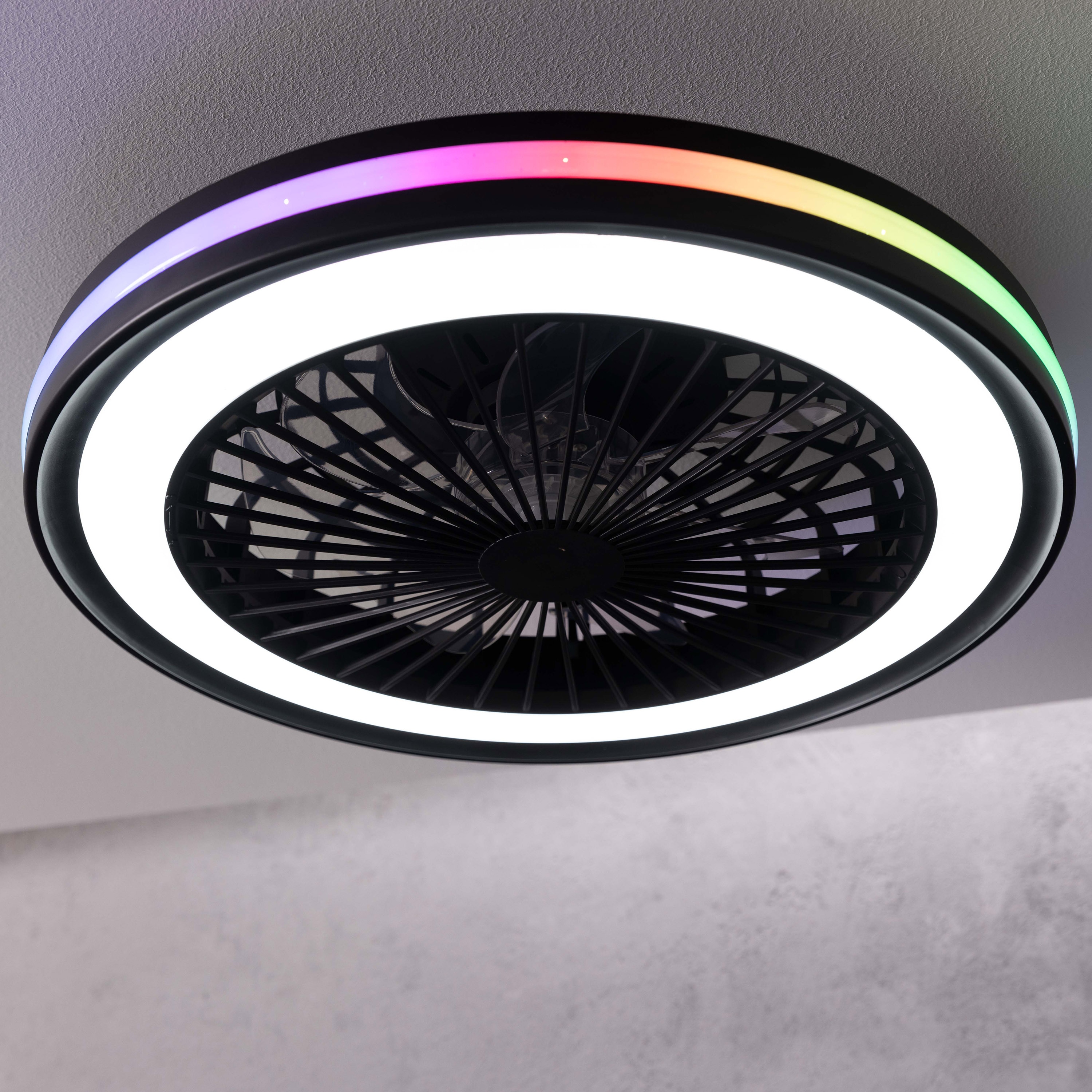BRILLIANT LED-Deckenleuchte Palmero, mit Ventilator, 40 W, Ø 46,5 cm