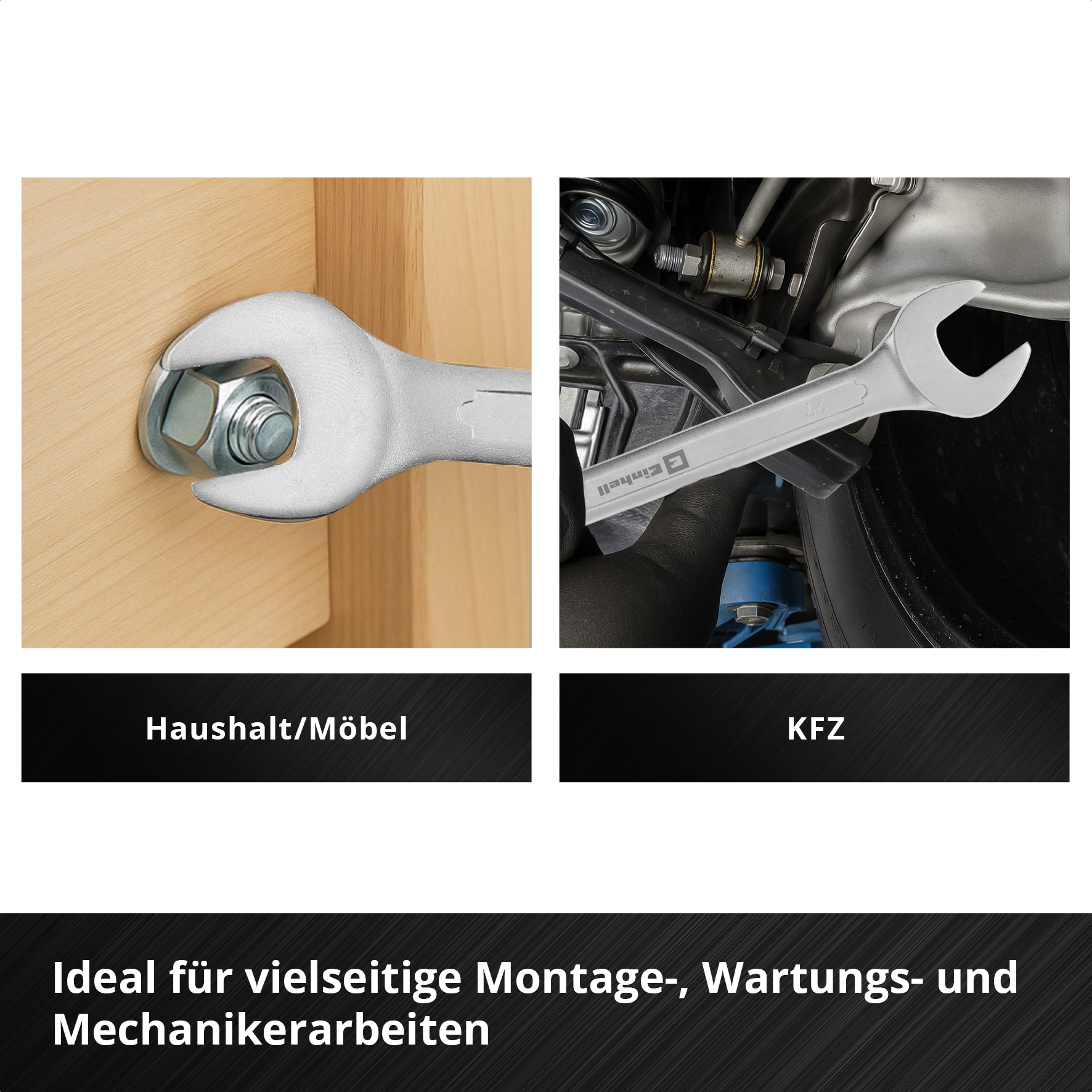 EINHELL E-Case-Einleger Gabelringschlüssel, 370521, 19-teilig