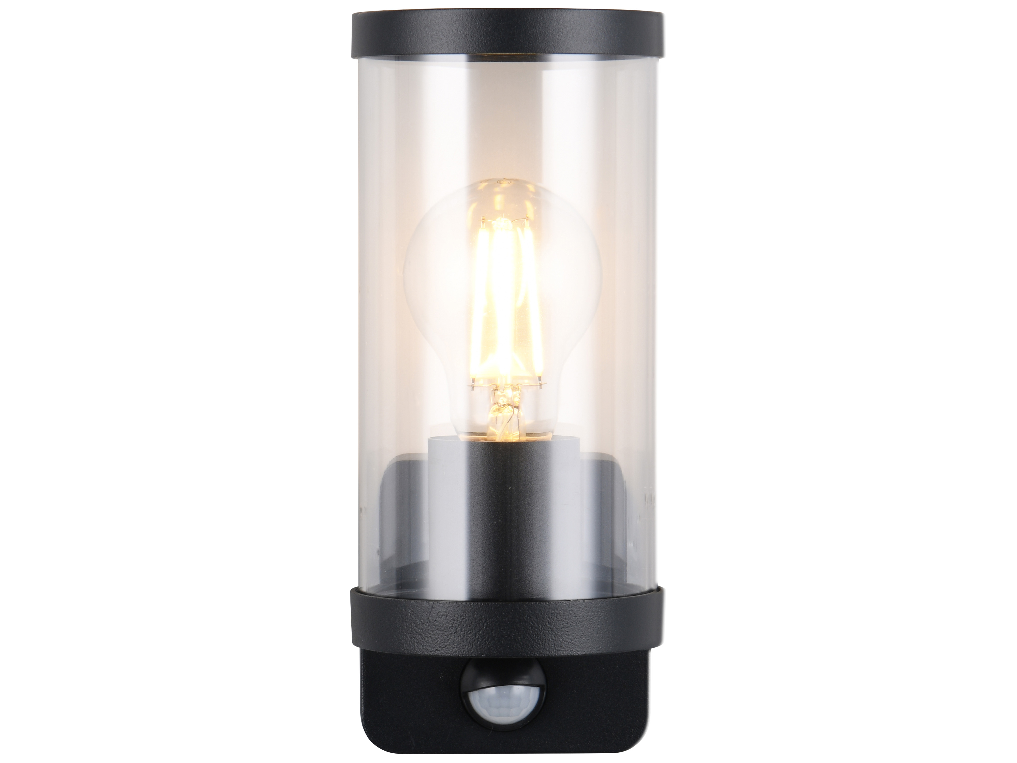 REALITY Wandleuchte BONITO R21599132, E27, 28W, ohne LM, Bewegungssensor, IP44, schwarz