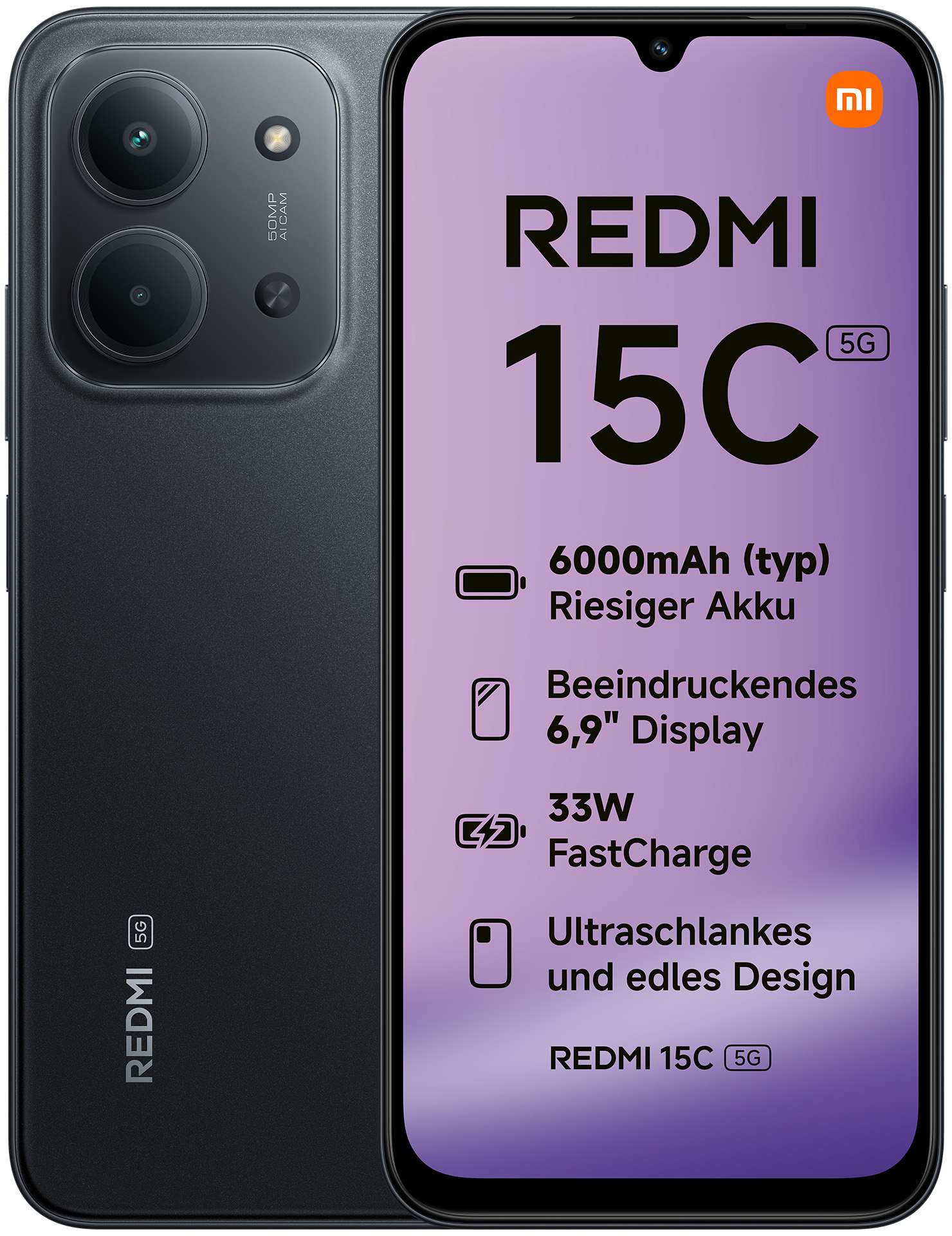 XIAOMI Smartphone Redmi 15C 5G 128GB midnight black XIAOMI Smartphone Redmi 15C 5G 128GB midnight black