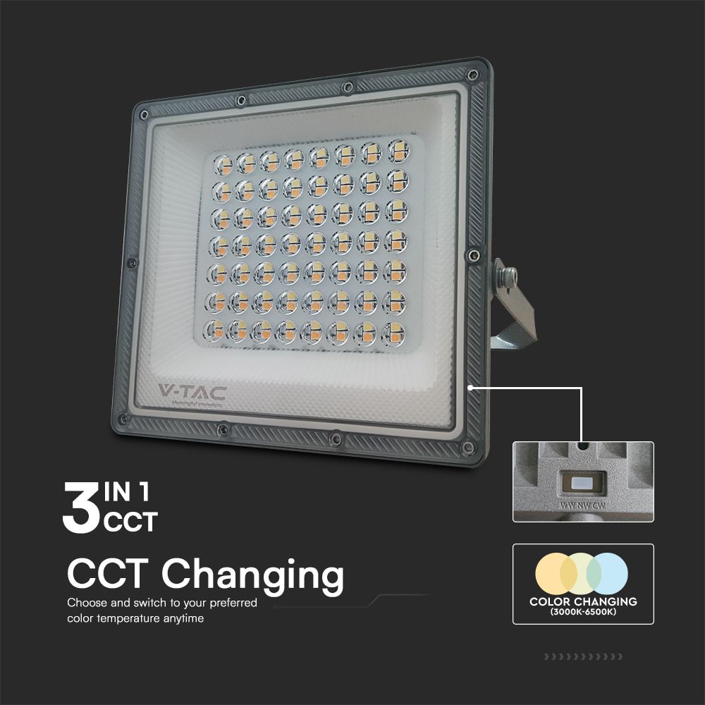 V-TAC LED-Fluter, VT-44050, EEK: F, 50 W, 5000 lm, CCT, IP65, grau