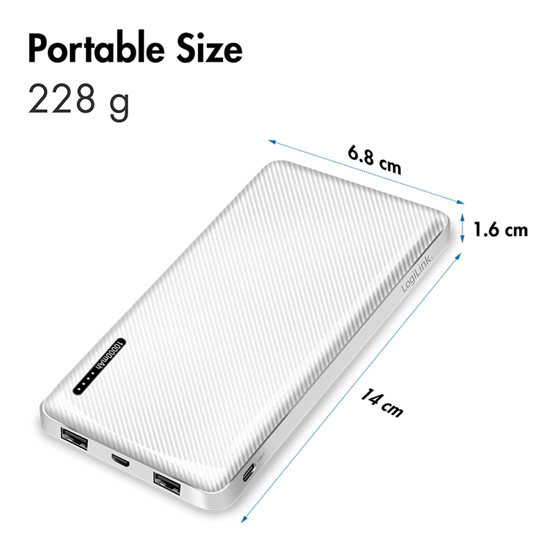 LOGILINK POWERBANK PA0316, 10.000mAh, 2-fach USB-A Ausgang