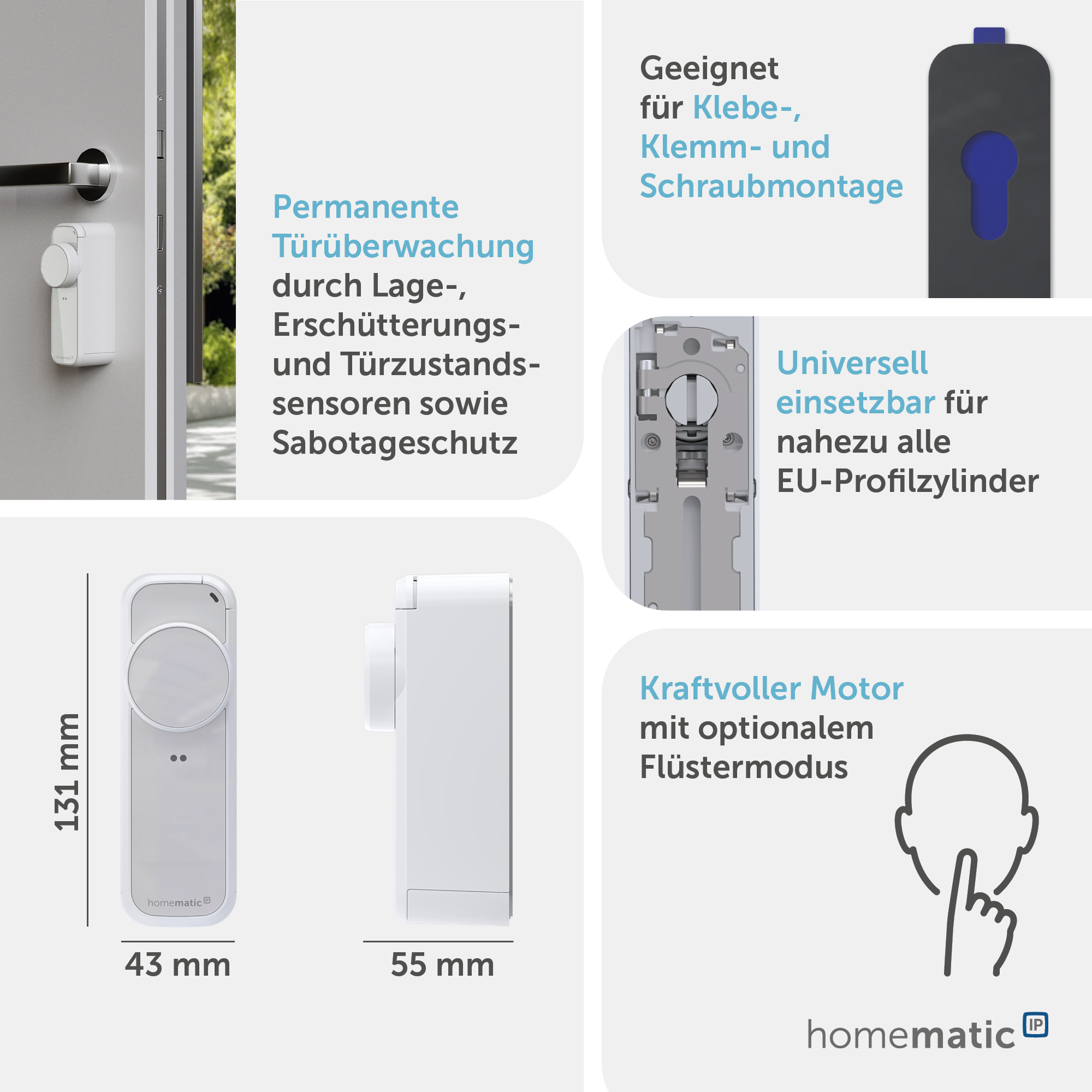 HOMEMATIC IP 162822A0, Türschlossantrieb pro, weiß-silber