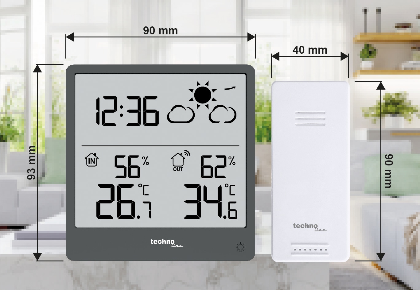 TECHNOLINE Wetterstation WS9138, extra slim, grau