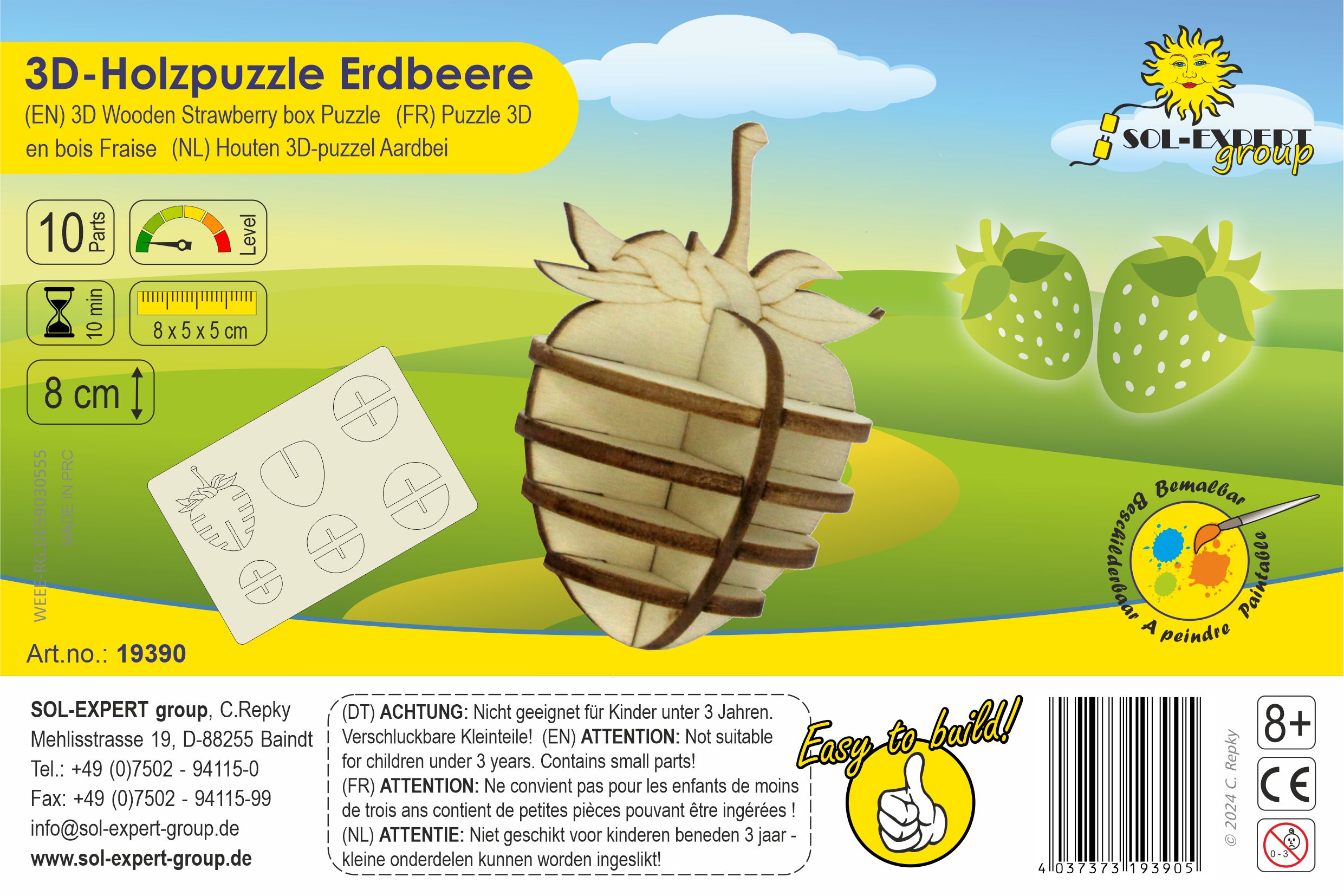 SOL-EXPERT 3D Holz Puzzle Erdbeere