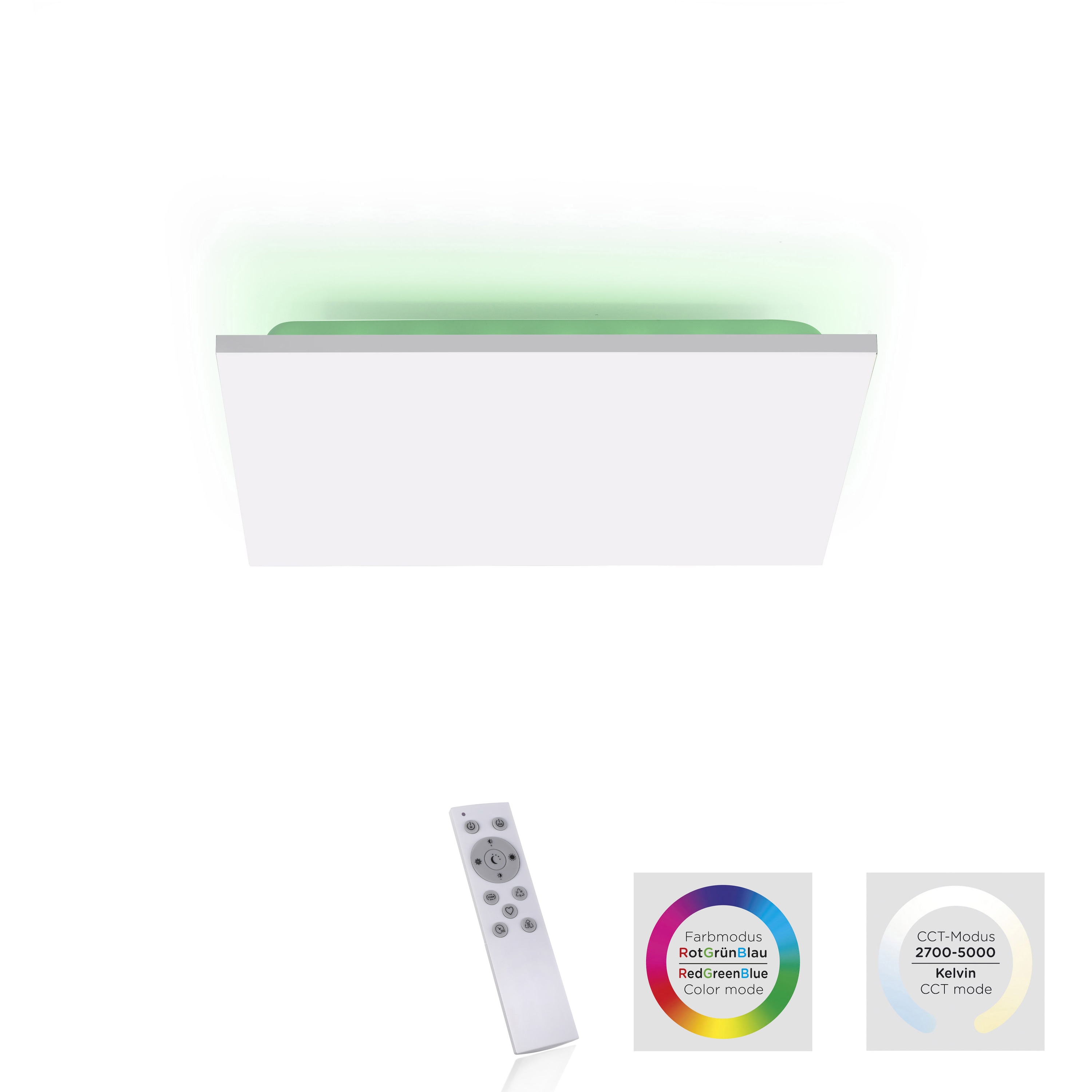 JUST LIGHT LED-Deckenleuchte 15600-16 weiß, 21,2 W, 2300lm, CCT, RGB, Fernbedienung