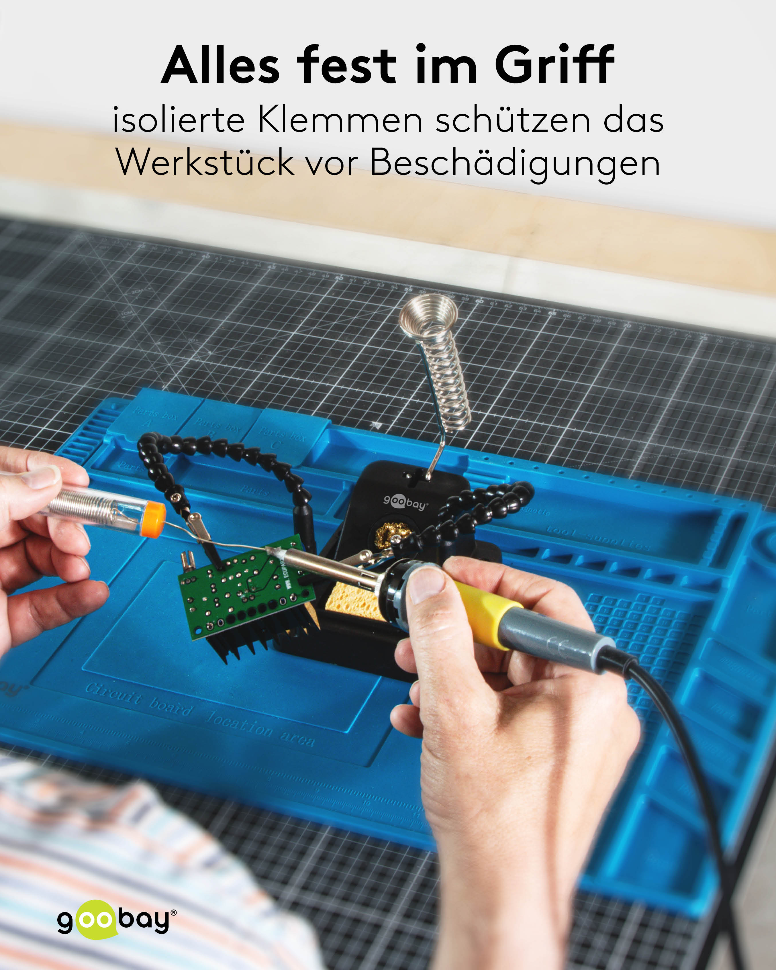 GOOBAY Löthilfe, 76561, mit Schwanenhals-Armen und Lötkolbenständer