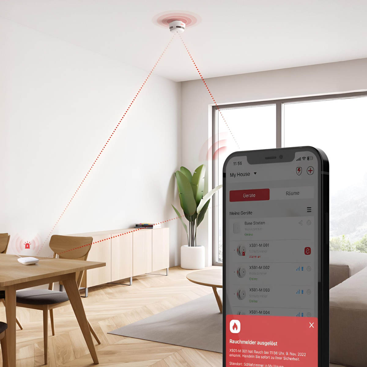 X-SENSE RF-Rauchmelder-Set mit Basisstation, FS61, 6 Stück