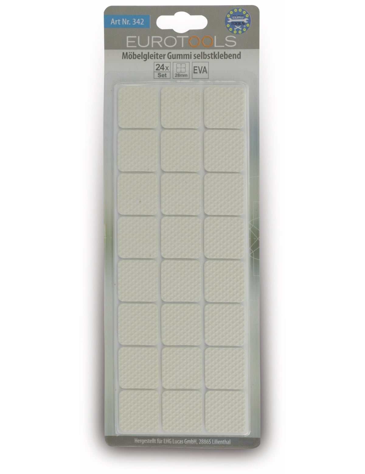 EUROTOOLS Möbelgleiter 342-NBFR, EVA, 28x28 mm, 24 Stück