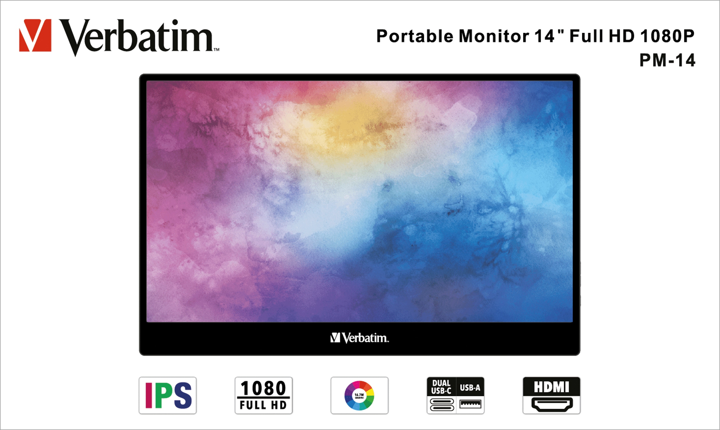 VERBATIM Tragbarer Monitor PM-14, 35,6 cm (14"), HDMI, USB-C VERBATIM Tragbarer Monitor PM-14, 35,6 cm (14"), HDMI, USB-C
