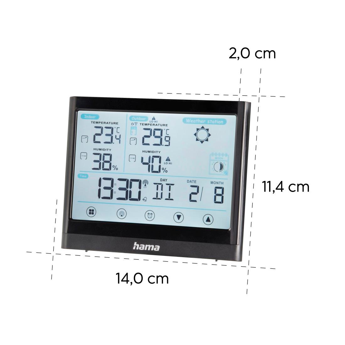 HAMA Wetterstation 186421, Full Touch, schwarz