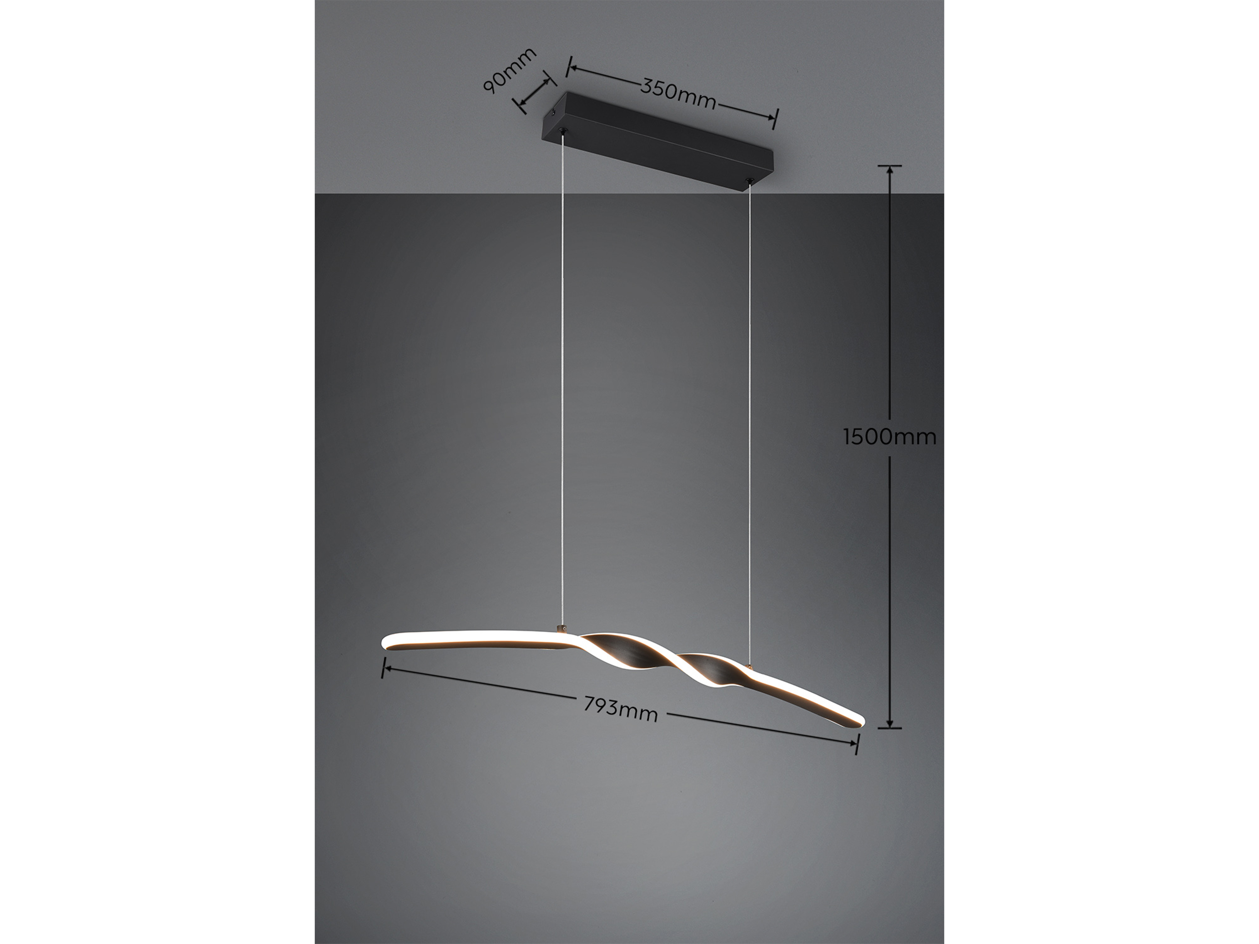 REALITY LED-Pendelleuchte Ginko R35791132, 18W, 3000K, 1980lm, warmweiß, IP20, schwarz