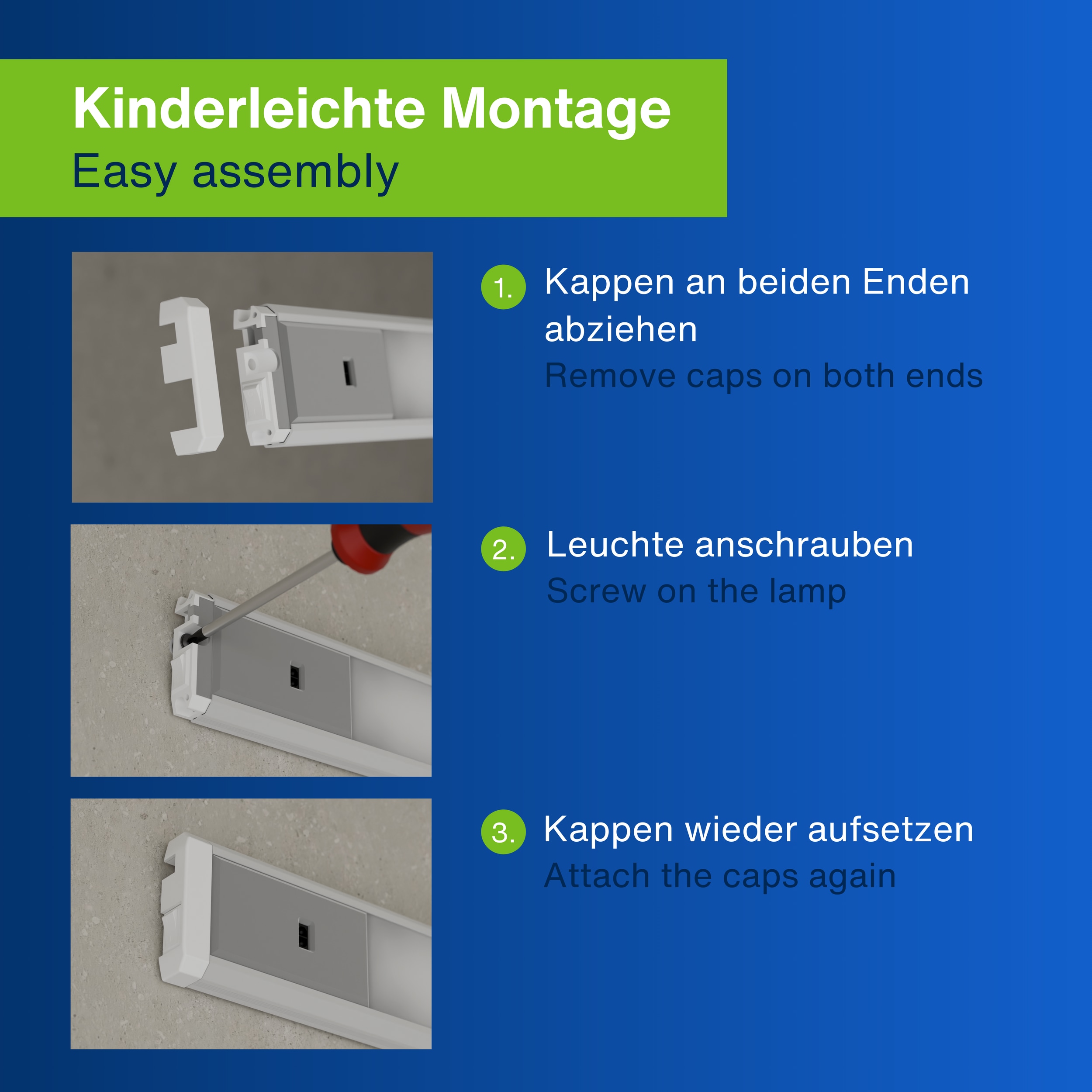 REV LED-Unterbauleuchte Alu, 10W, 3000K, 800lm, warmweiß, IP20, 60 cm