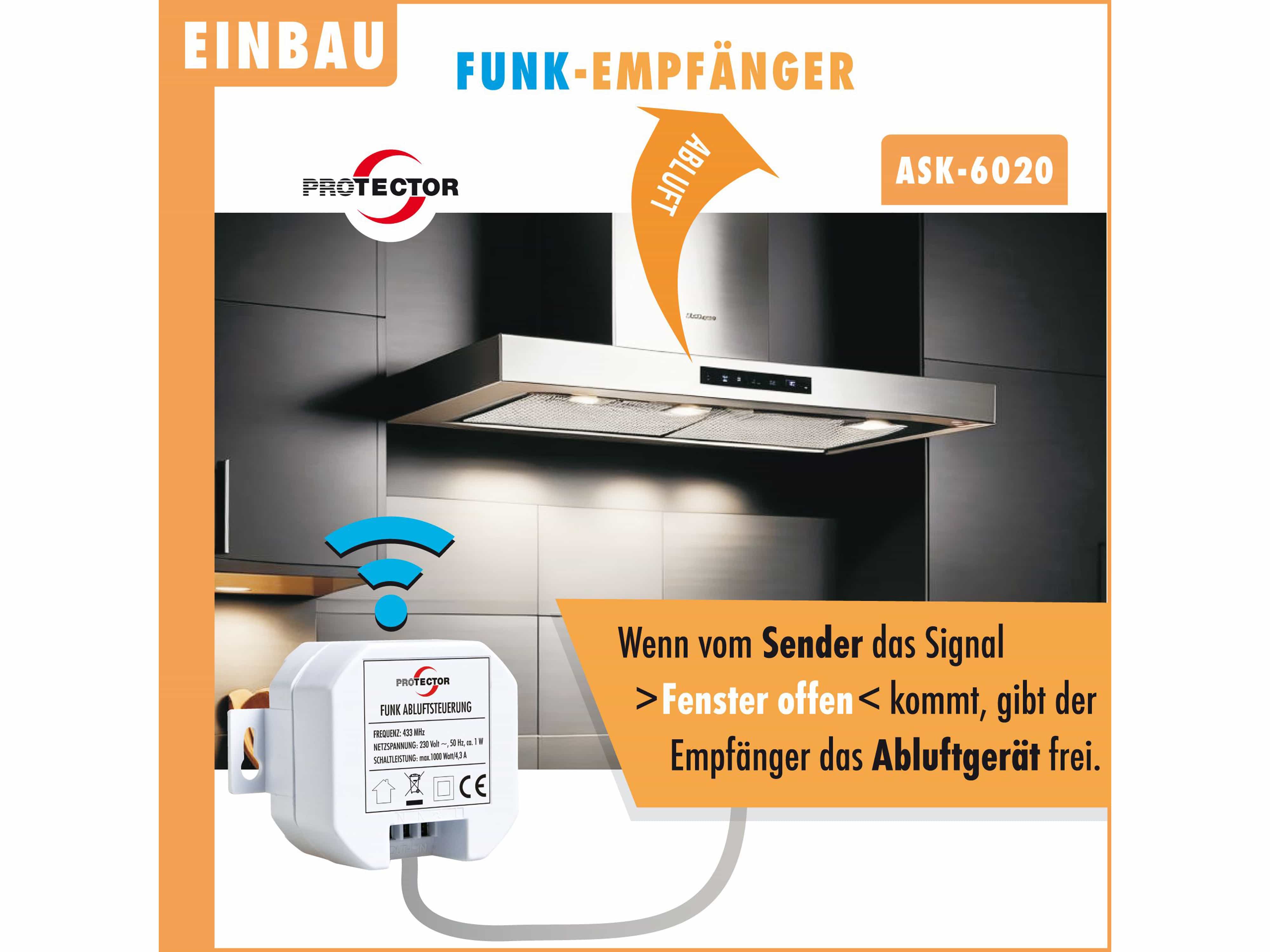 PROTECTOR Funk Abluftsteuerung ASK 6020, mit Kinetik Fenster-Sender, Einbauvariante