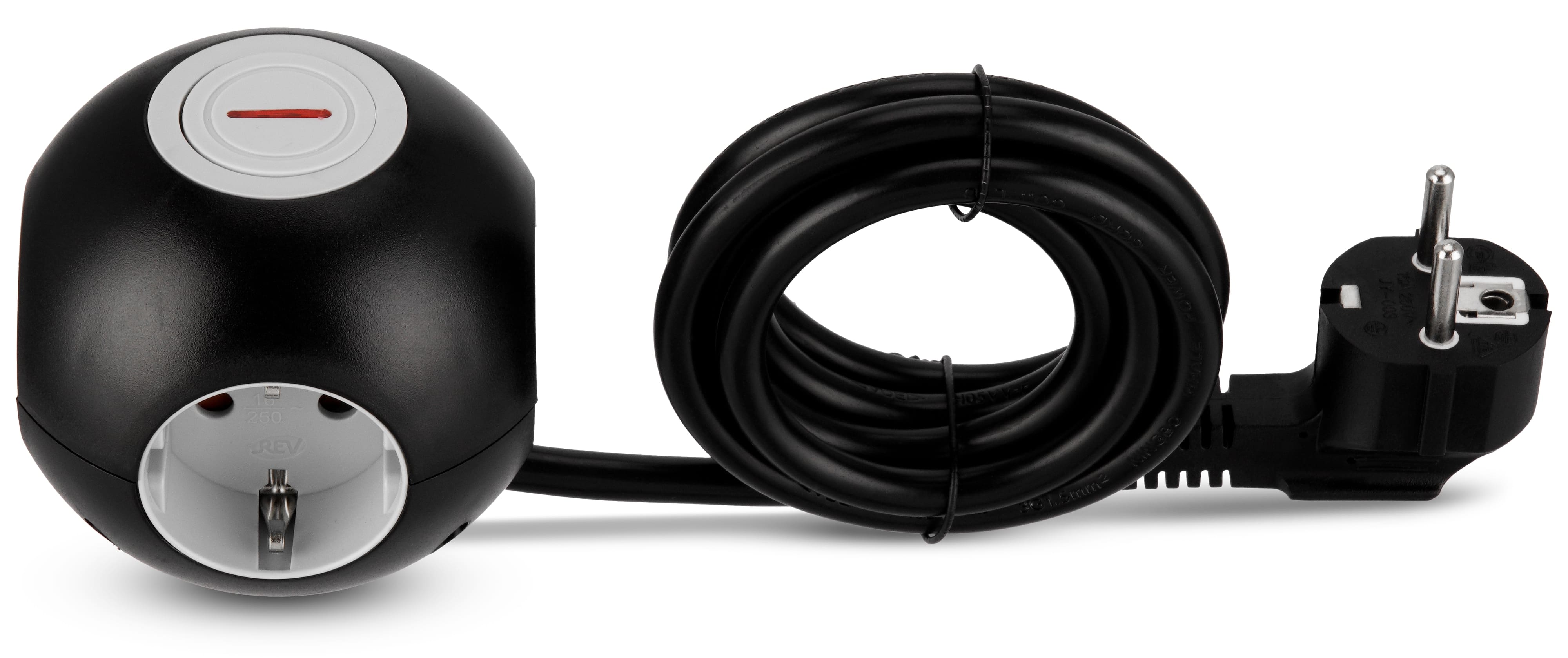 REV Powerglobe mit Schalter, 4-fach, schwarz/grau REV Powerglobe mit Schalter, 4-fach, schwarz/grau
