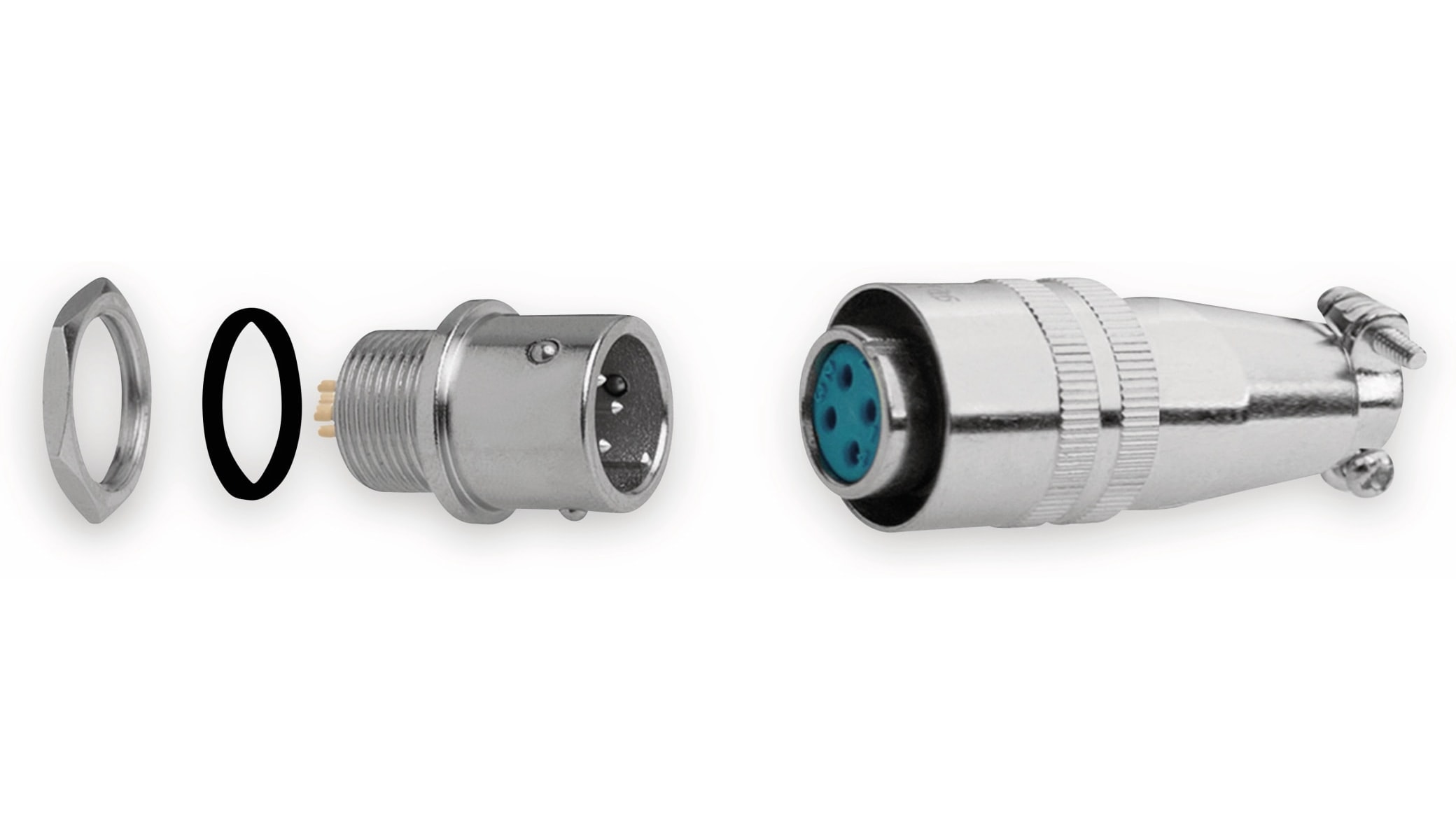 Einbaustecker-Set Ø 8mm 4-Pin mit Federverschluss