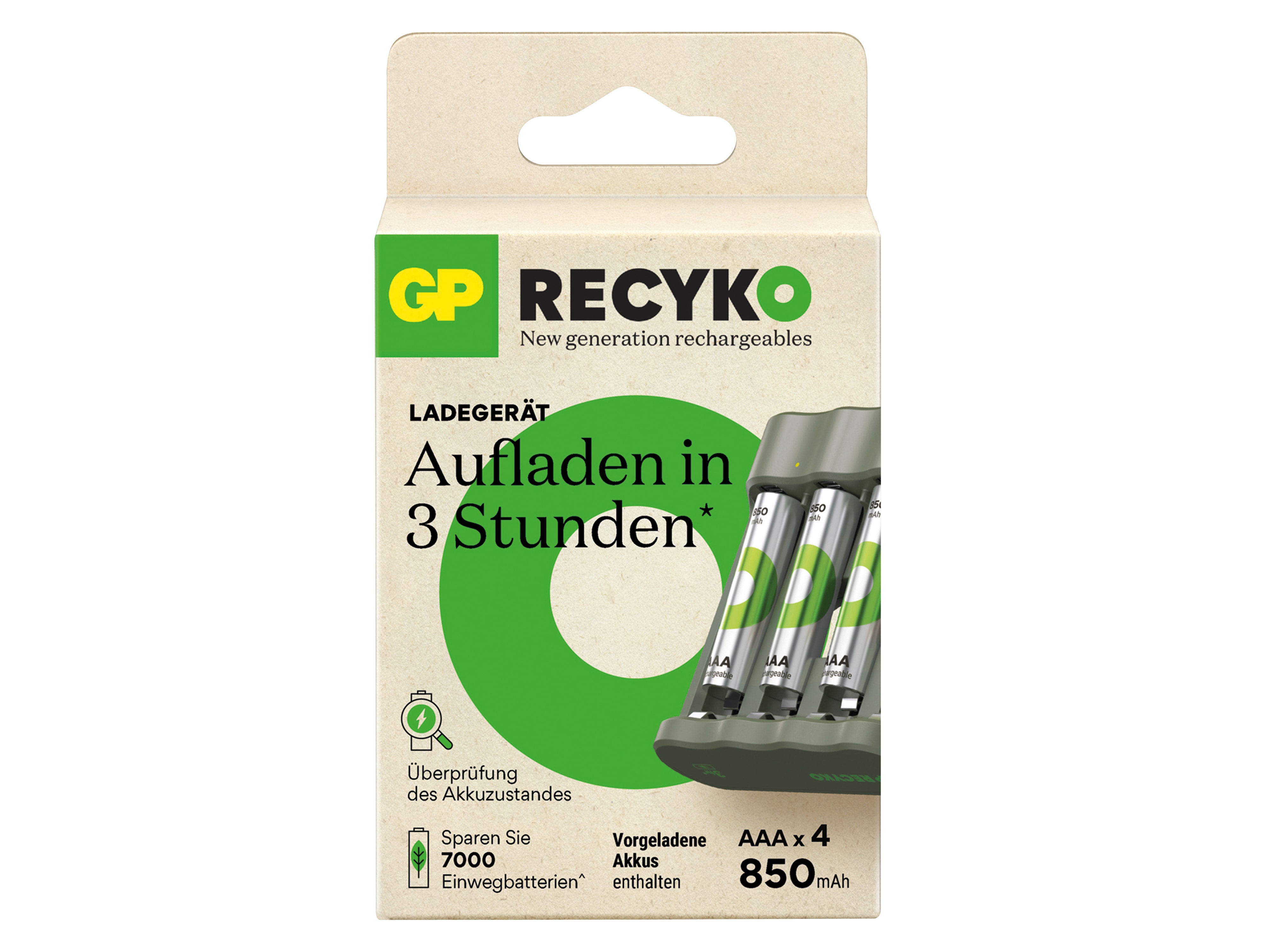 GP RECYKO B441 USB-AKKU-Ladegerät inkls. 4xAAA NiMH Akkus