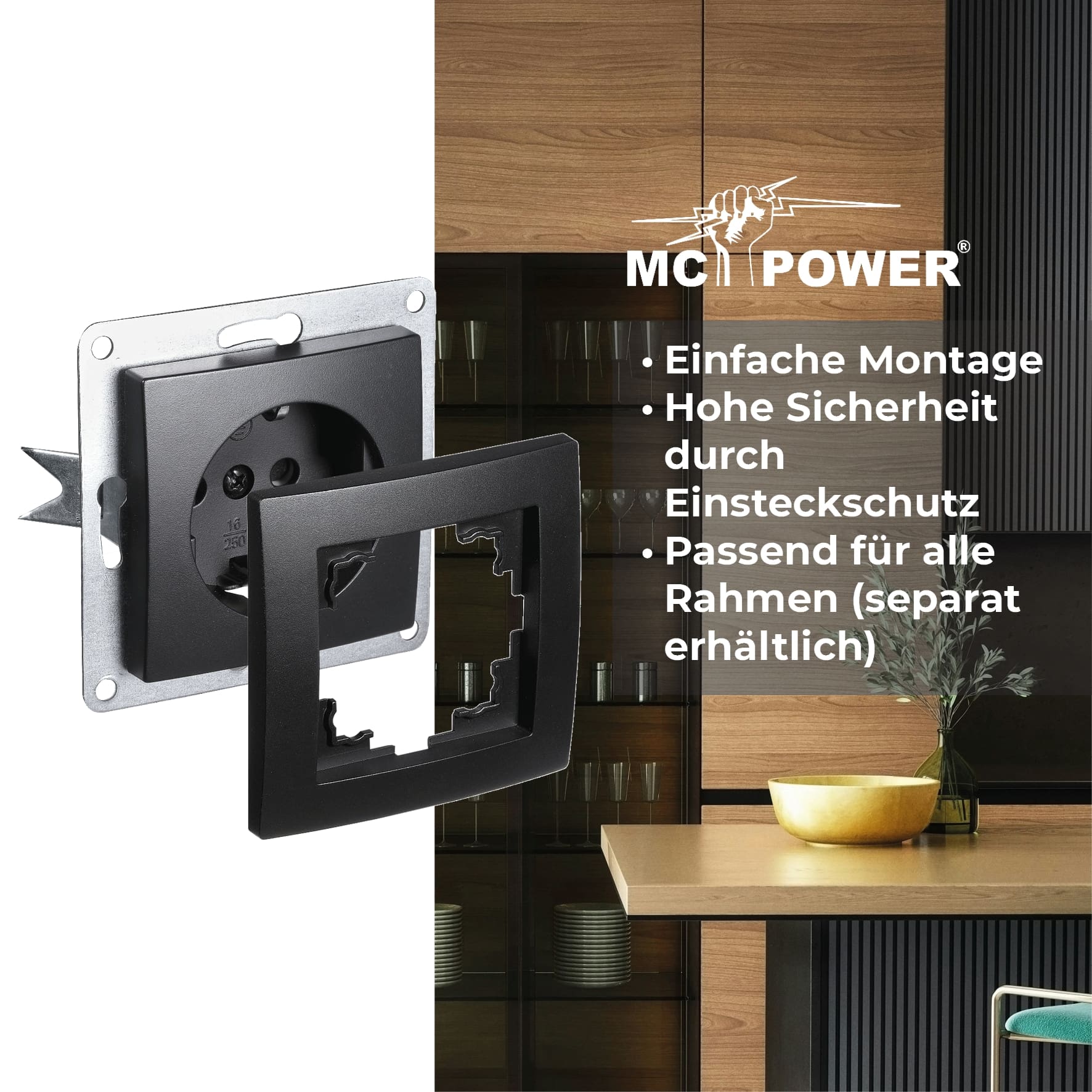 MCPOWER Steckdosen Set Beginner 2S, matt schwarz, 3-teilig MCPOWER Steckdosen Set Beginner 2S, matt schwarz, 3-teilig