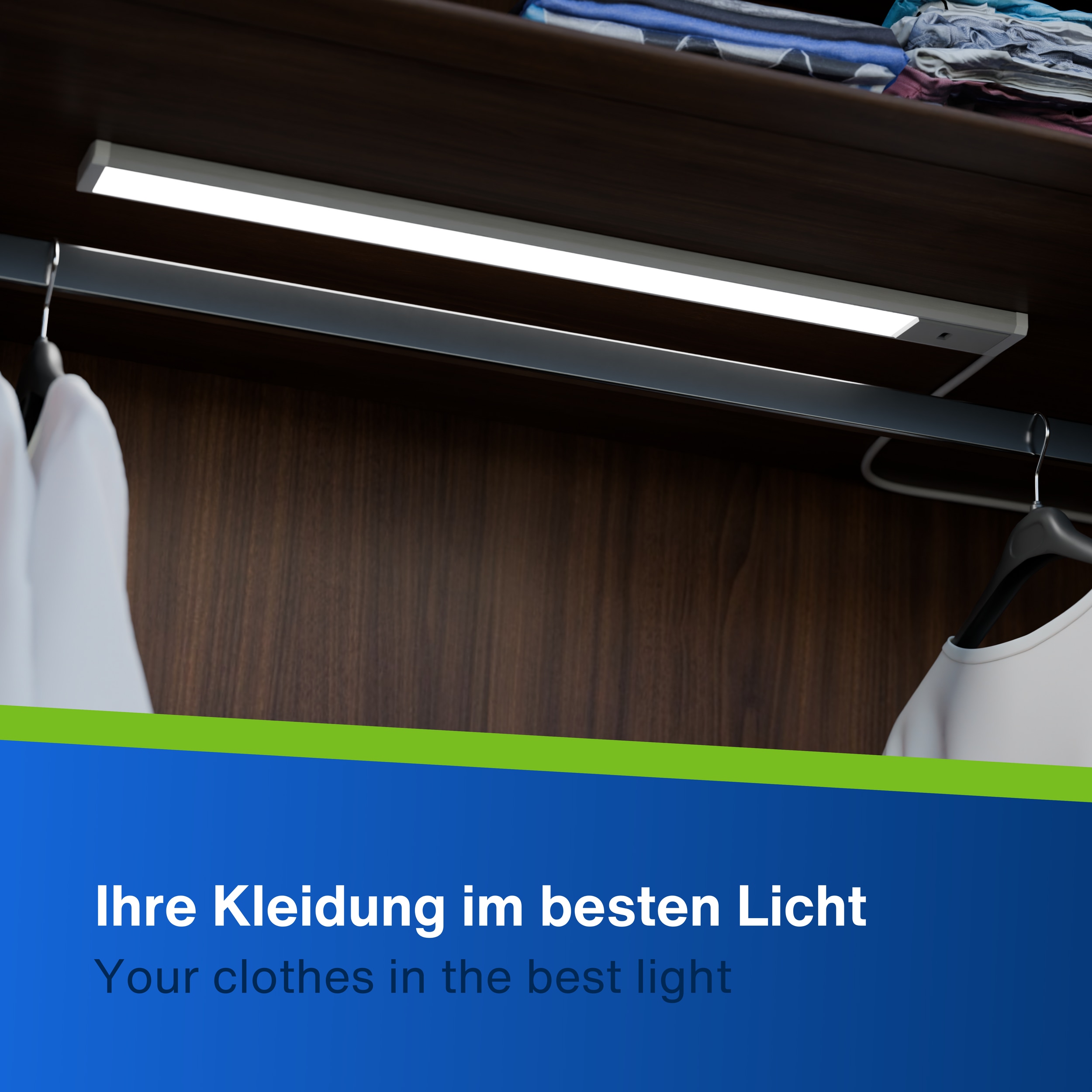 REV LED-Unterbauleuchte Alu, 10W, 3000K, 800lm, warmweiß, IP20, 60 cm