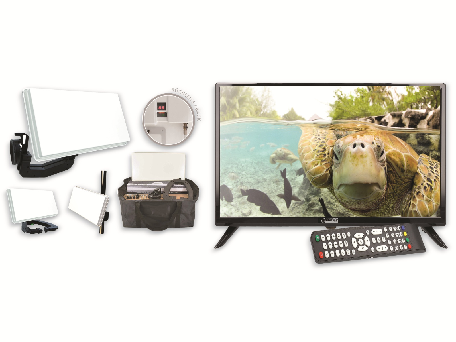 EASYFIND TV Camping Komplett-Set Traveller Kit 2, LED-TV 48 cm (19")