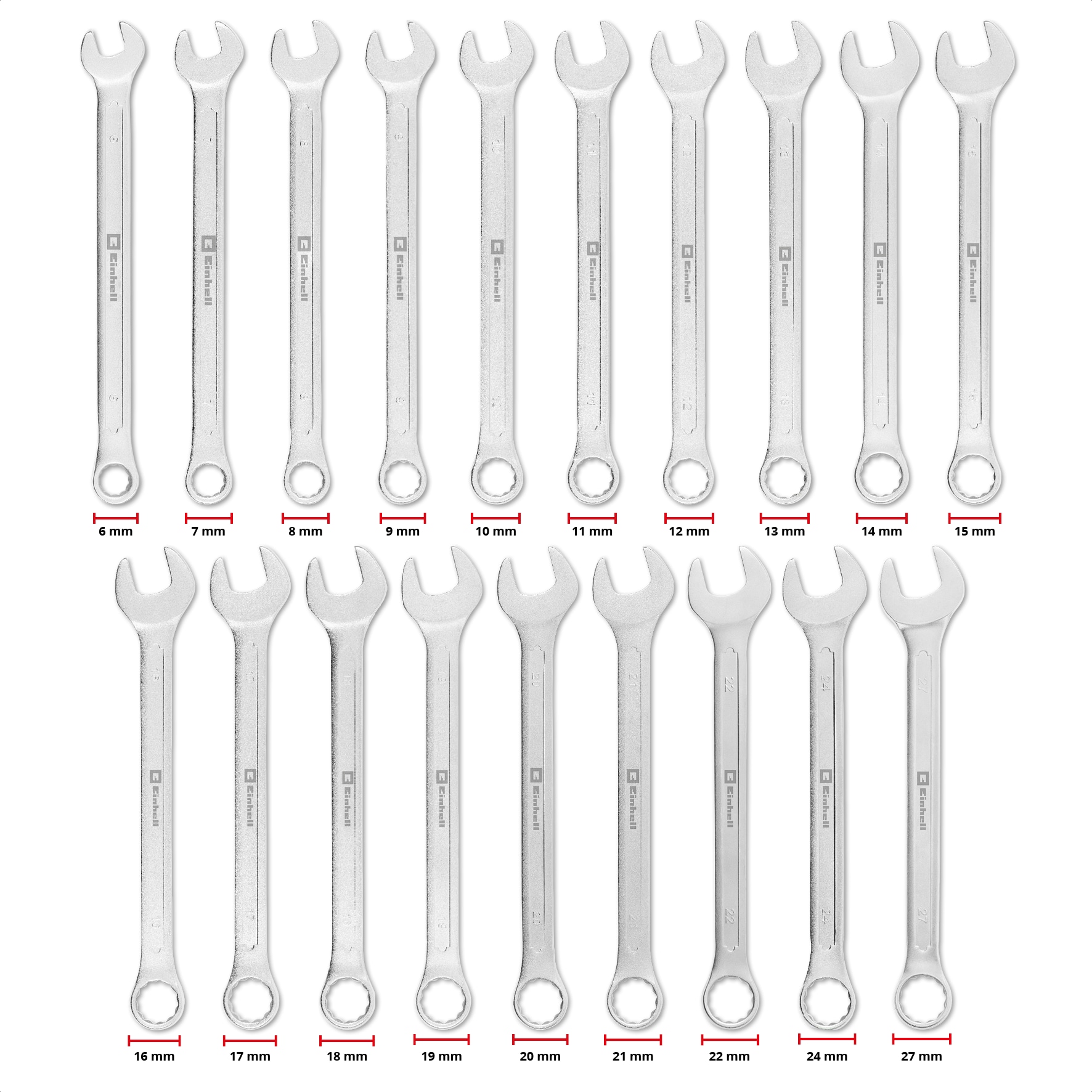 EINHELL E-Case-Einleger Gabelringschlüssel, 370521, 19-teilig