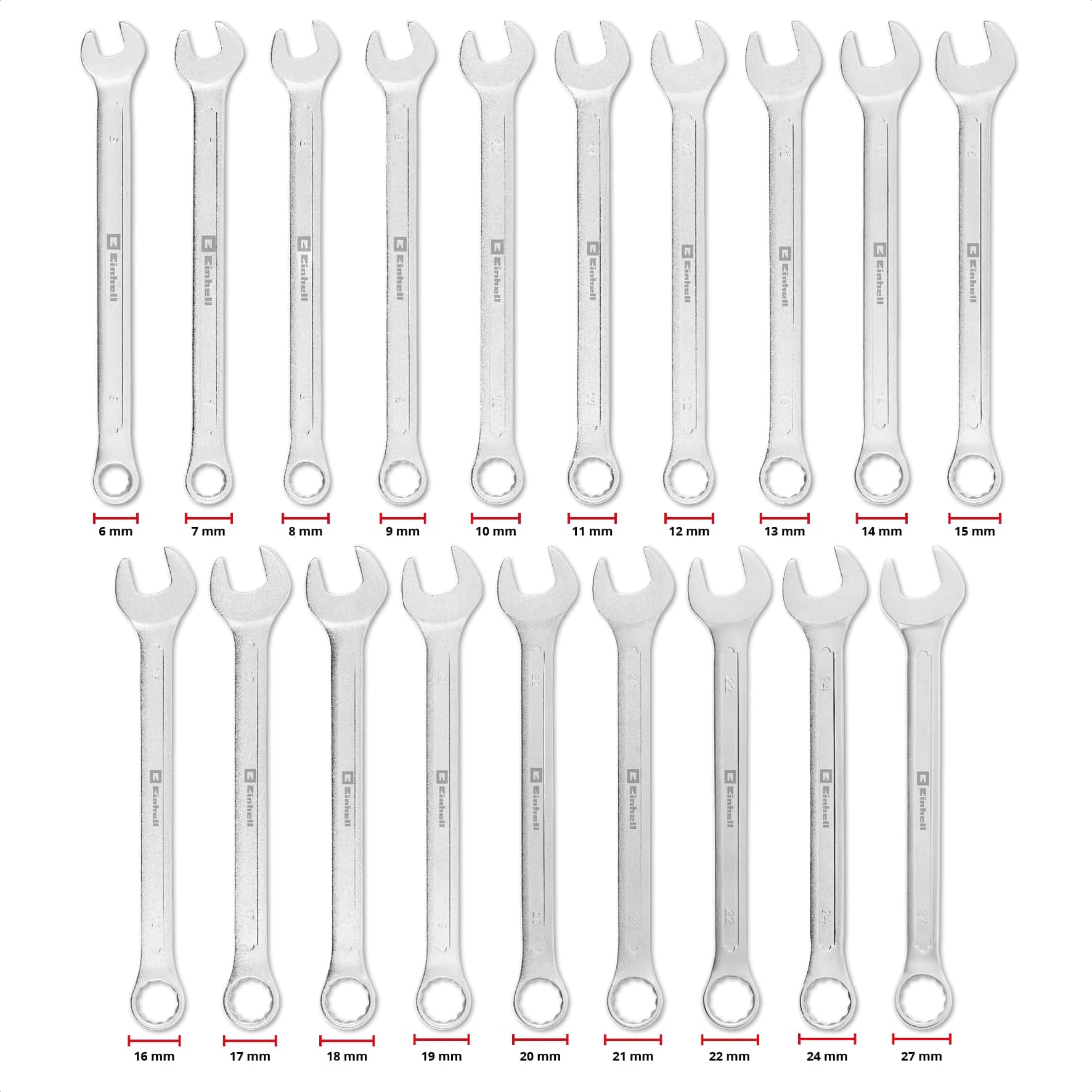 EINHELL E-Case-Einleger Gabelringschlüssel, 370521, 19-teilig