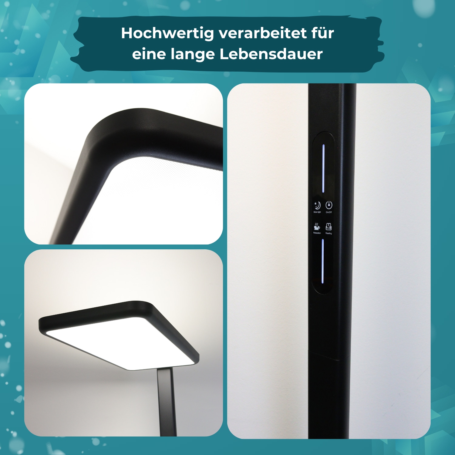 LUXULA LED-Büro-Stehleuchte, EEK: G, 100W, 7000lm, 4000K, schwarz
