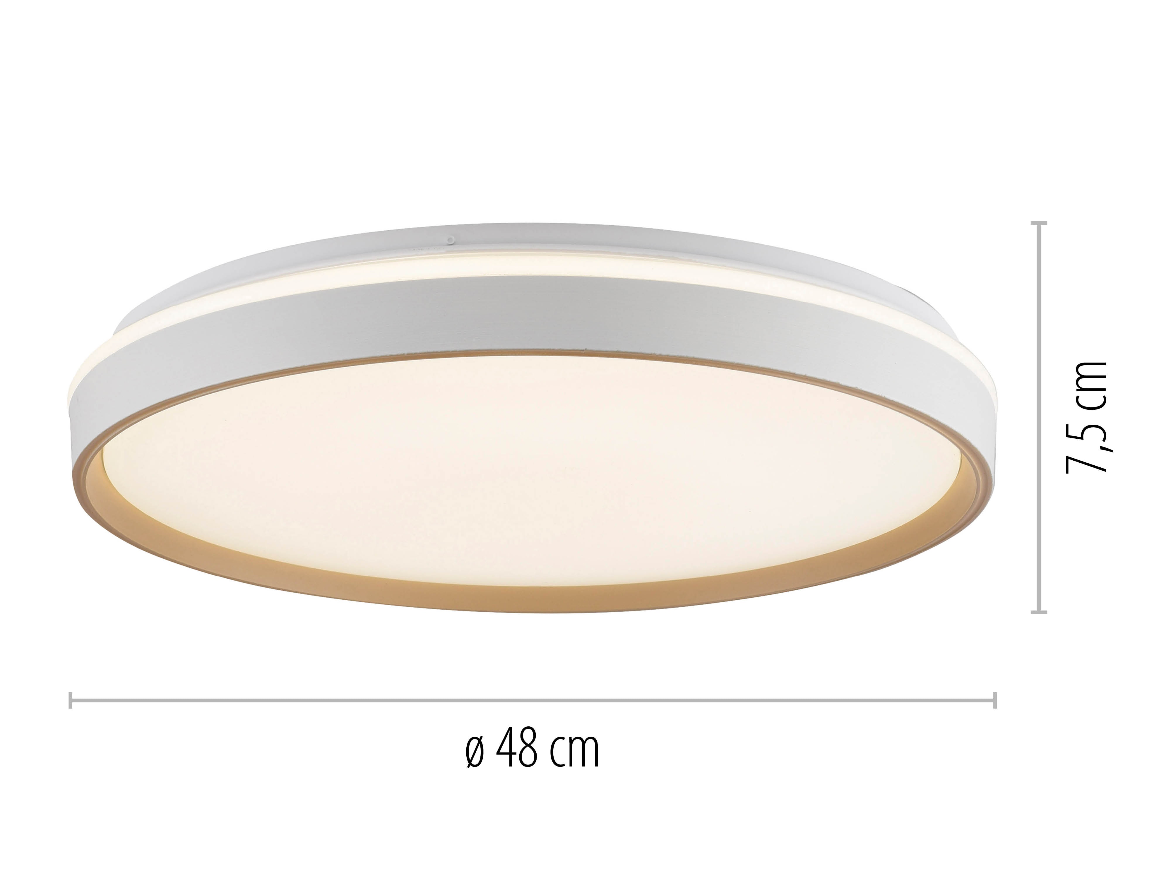 JUST LIGHTLED-Deckenleuchte 14278-39, 34W, CCT, 4600lm, IP20, weiß/sand