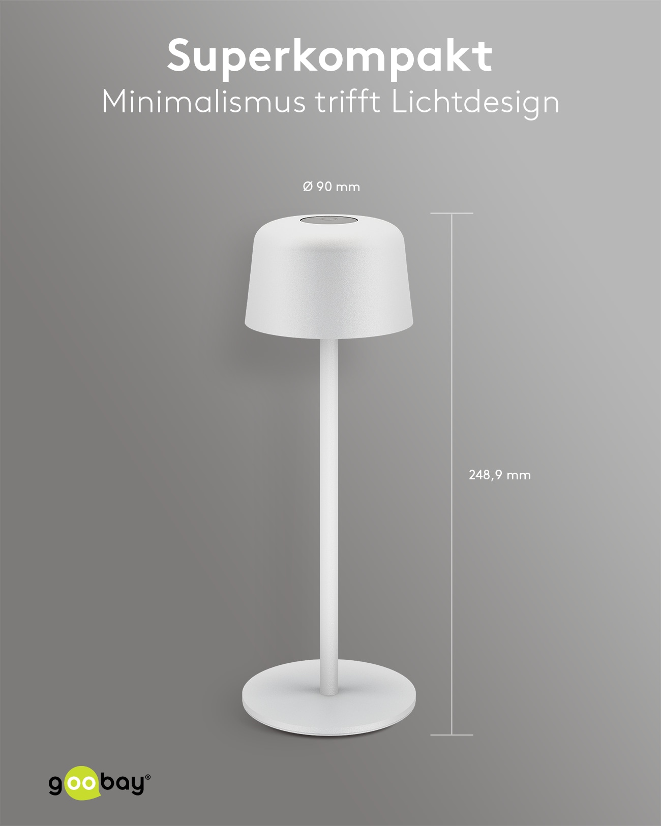 GOOBAY LED-Tischleuchte 77676, 2W, 3000 K, 150 lm, warmweiß, IP44, weiß