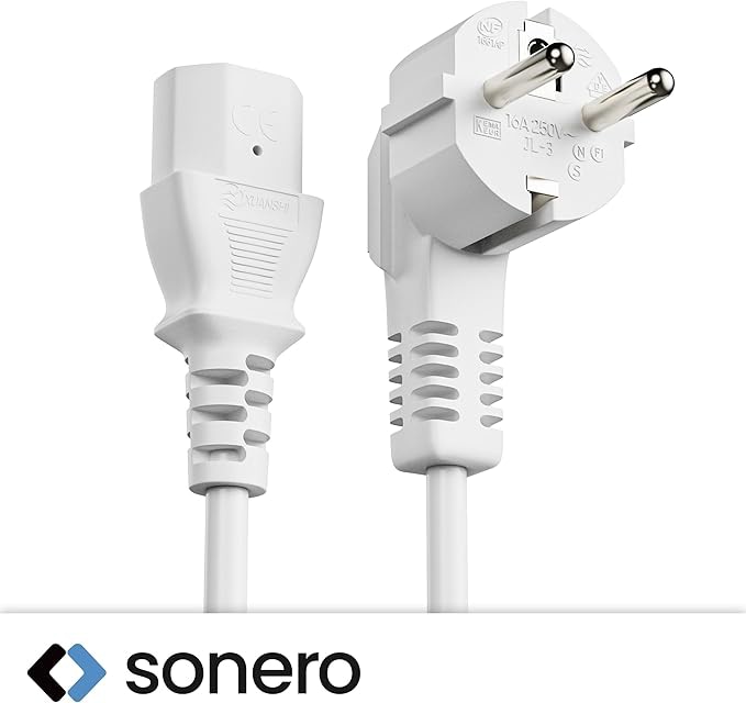 SONERO Netzkabel Schutzkontaktstecker, X-SKW-C13G-050W, 90°, weiß, 5m SONERO Netzkabel Schutzkontaktstecker, X-SKW-C13G-050W, 90°, weiß, 5m