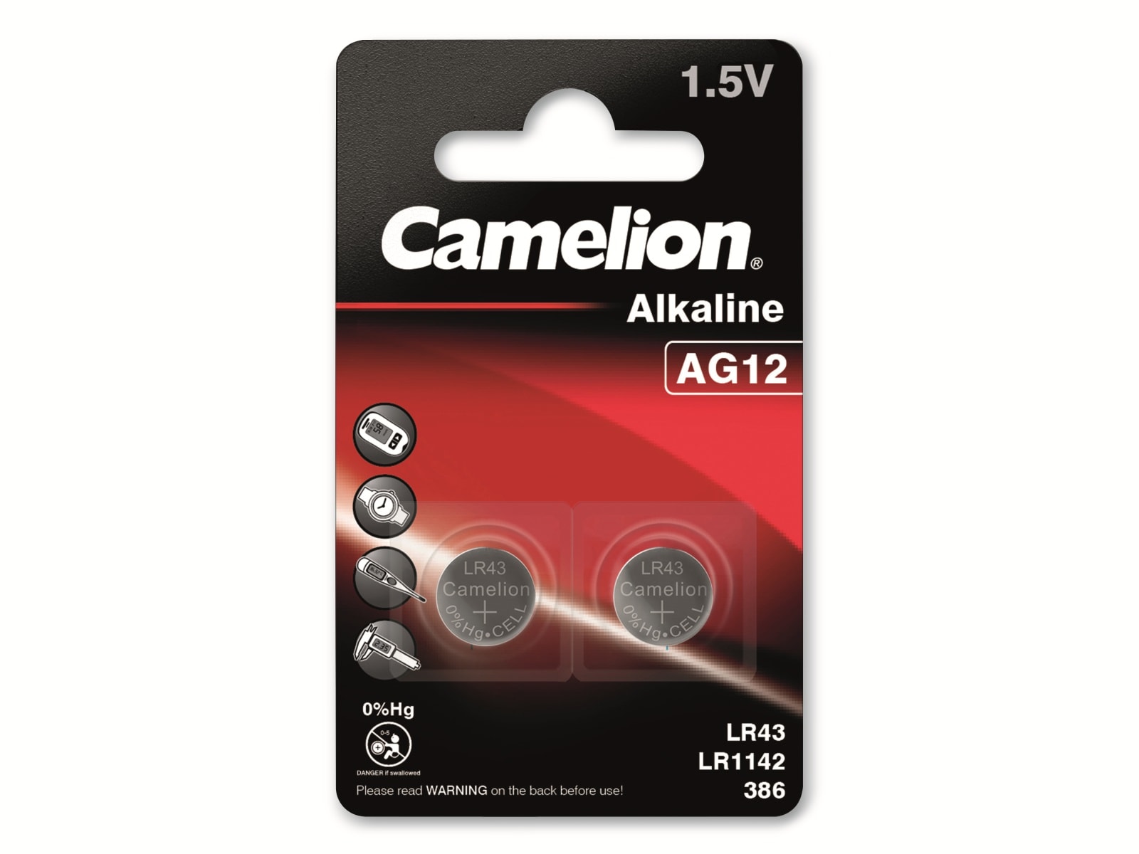 CAMELION Knopfzelle AG12, 2 St. CAMELION Knopfzelle AG12, 2 St.