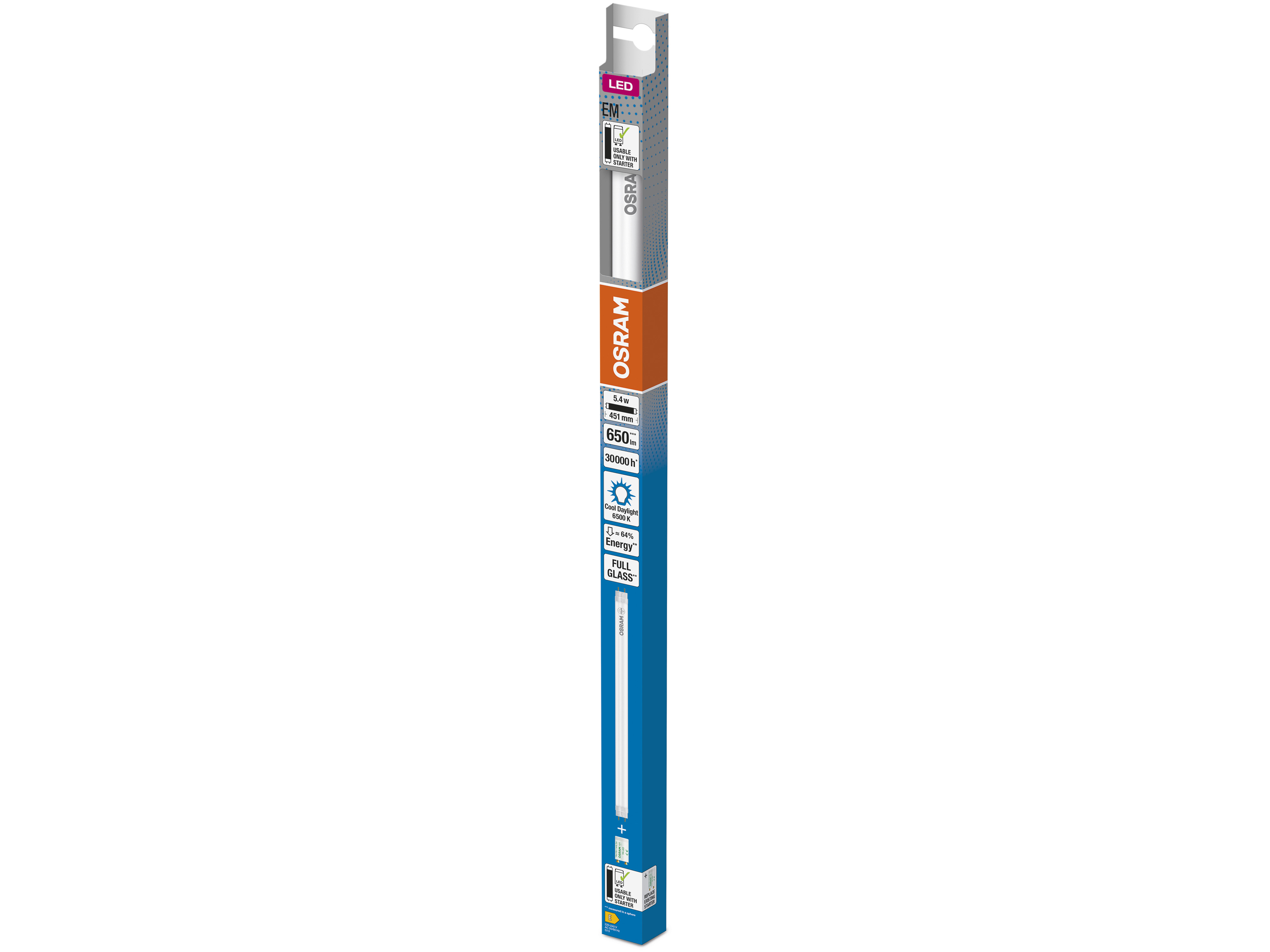 OSRAM LED-Röhre, T8, 438mm, G13, EEK: E, 5,4W, 650lm, 6500K