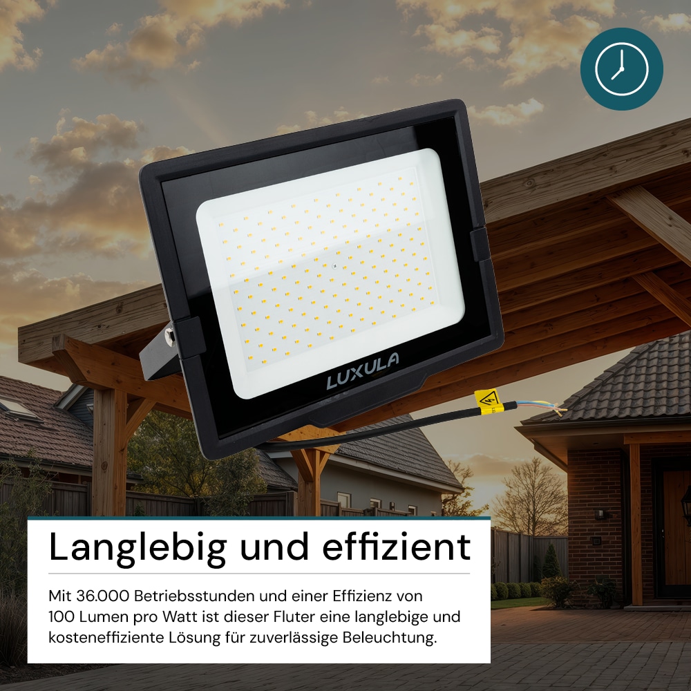 LUXULA LED-Fluter, EEK: F, 150W, 15000lm, 4000K, schwarz