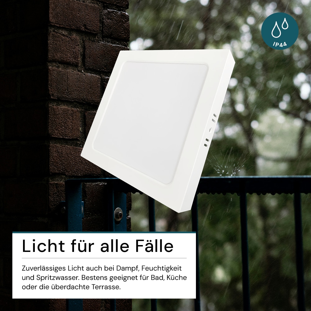 LUXULA LED-Deckenleuchte, 12W, EEK: F, 1200lm, CCT, IP44, quadrat, weiß
