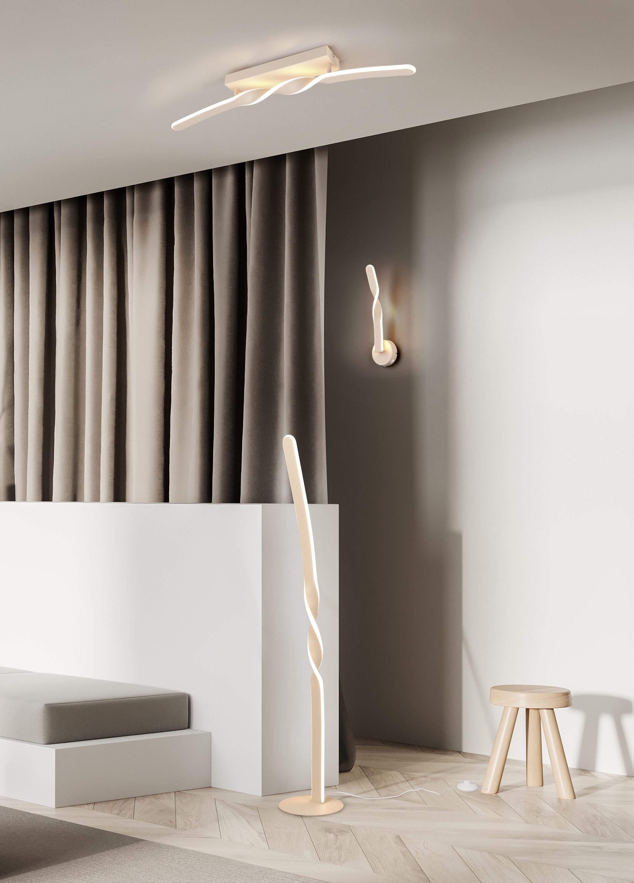 REALITY LED-Deckenleuchte GINKO, R65791166, 18W, 1980lm, 3000K, sand