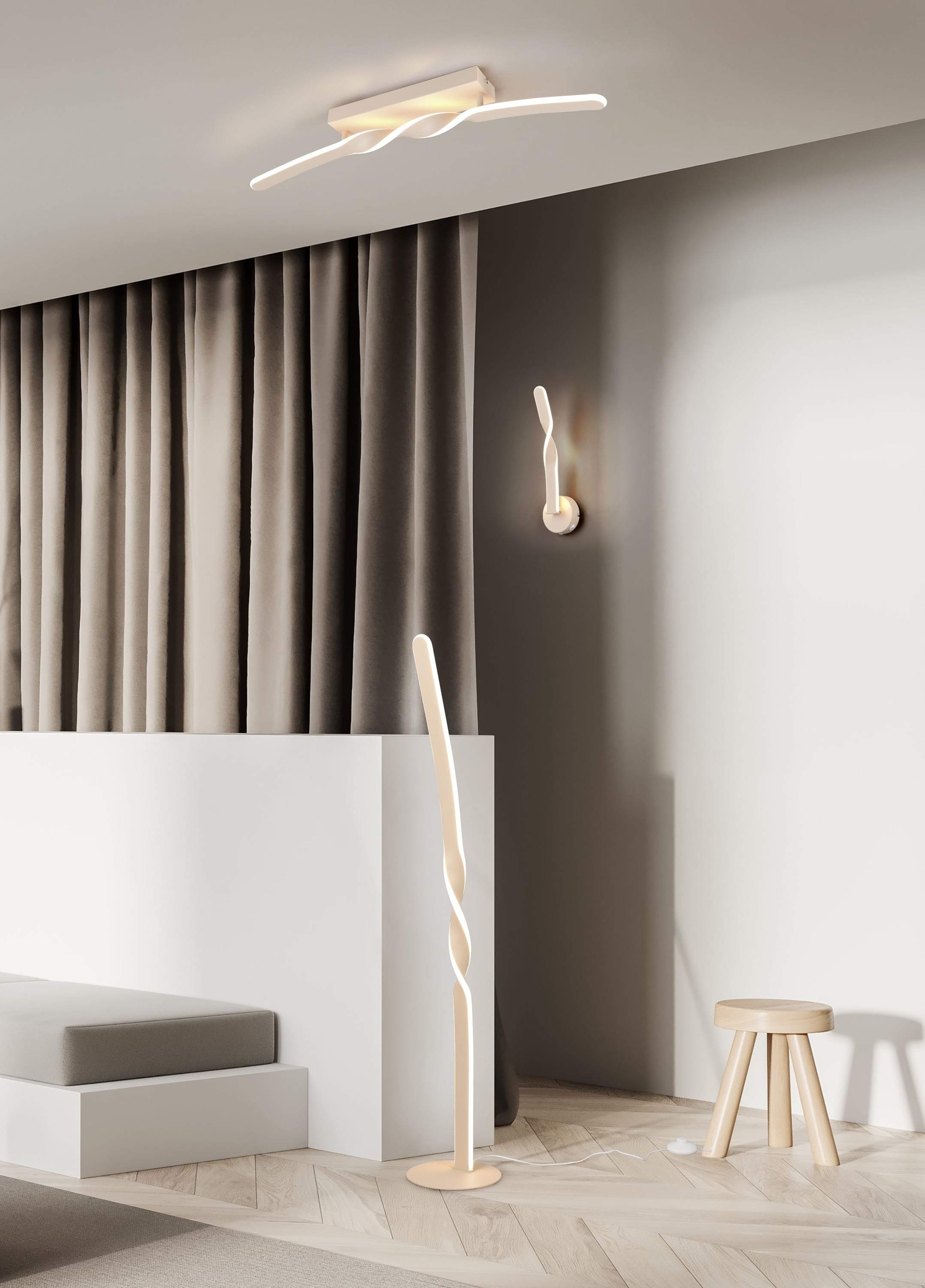 REALITY LED-Deckenleuchte GINKO, R65791166, 18W, 1980lm, 3000K, sand
