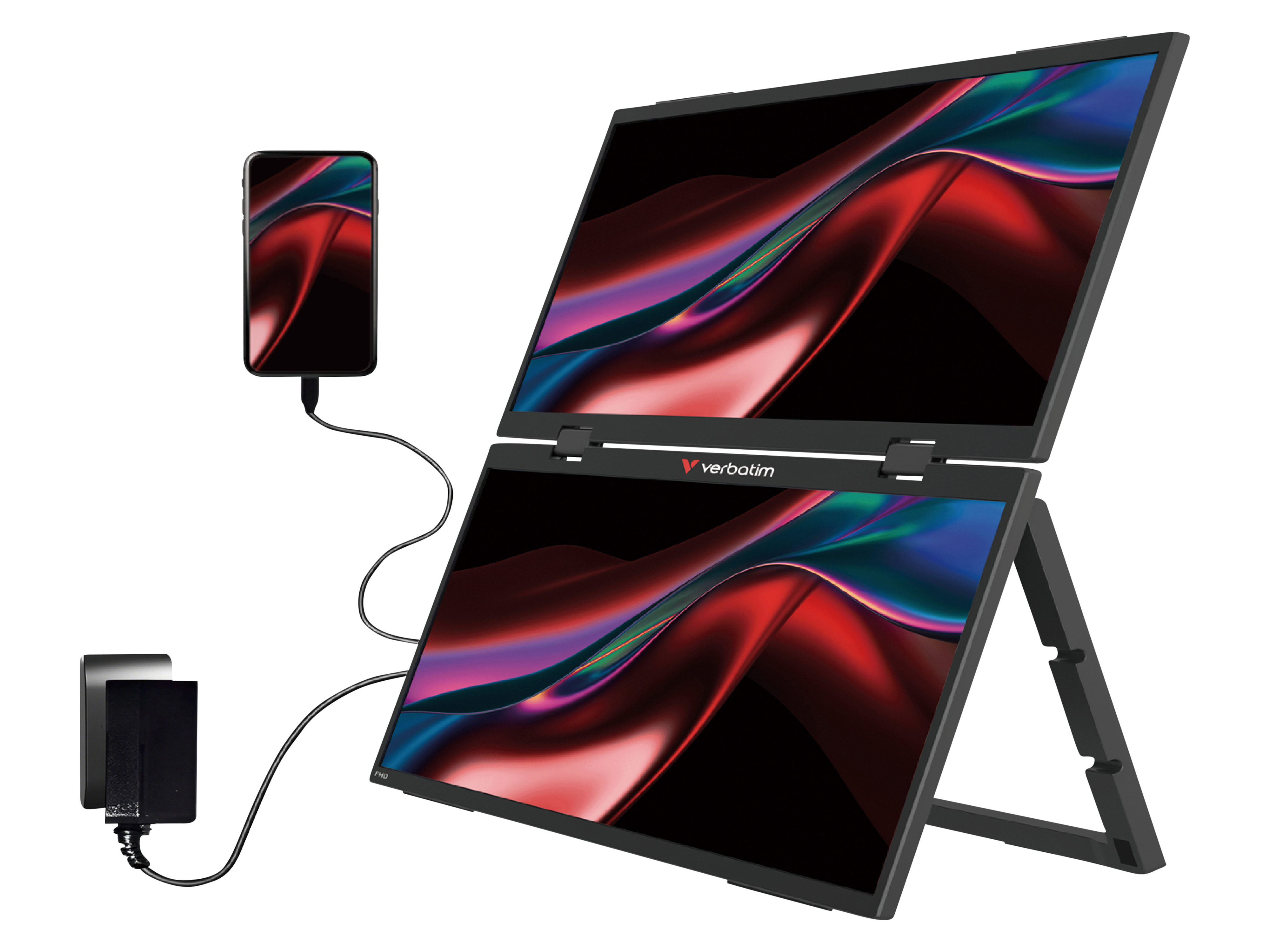 VERBATIM Tragbarer Monitor Dual 2x 15,6