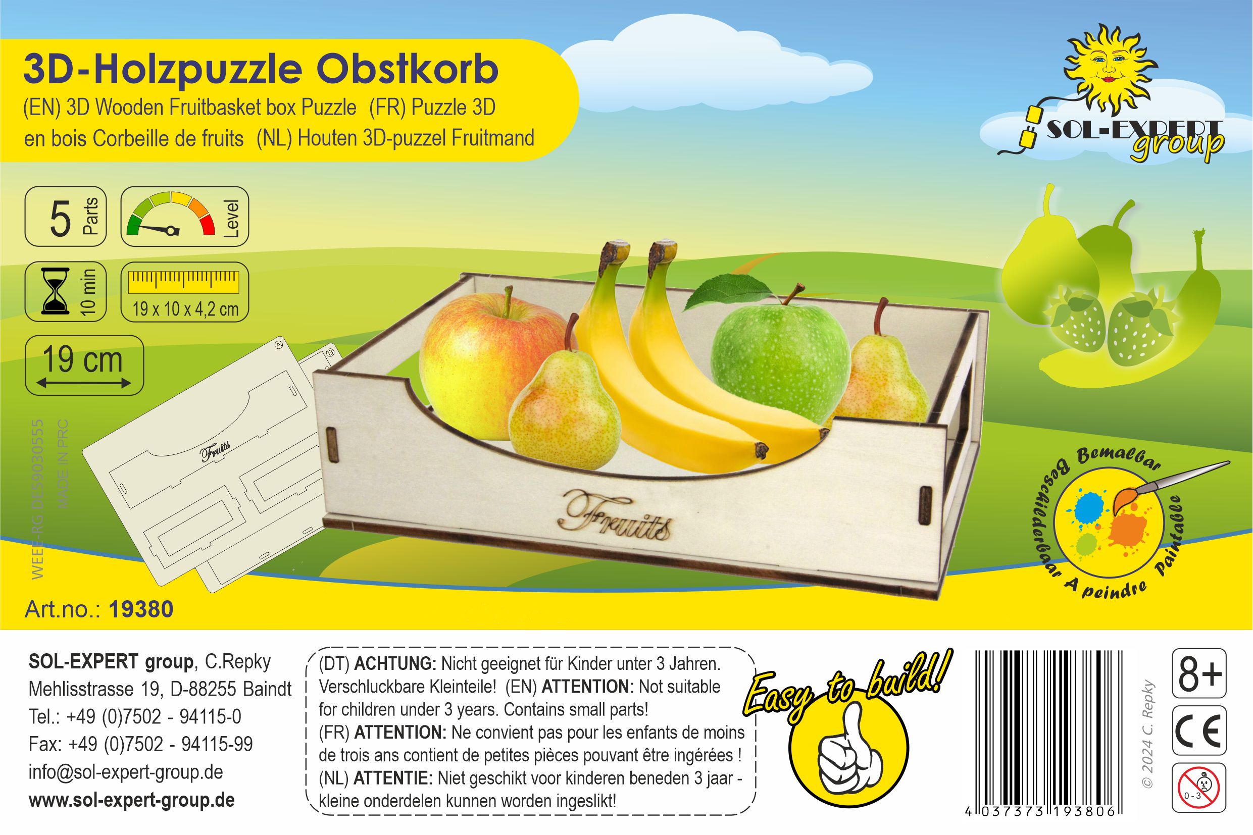 SOL-EXPERT 3D Holz Puzzle Obstkorb
