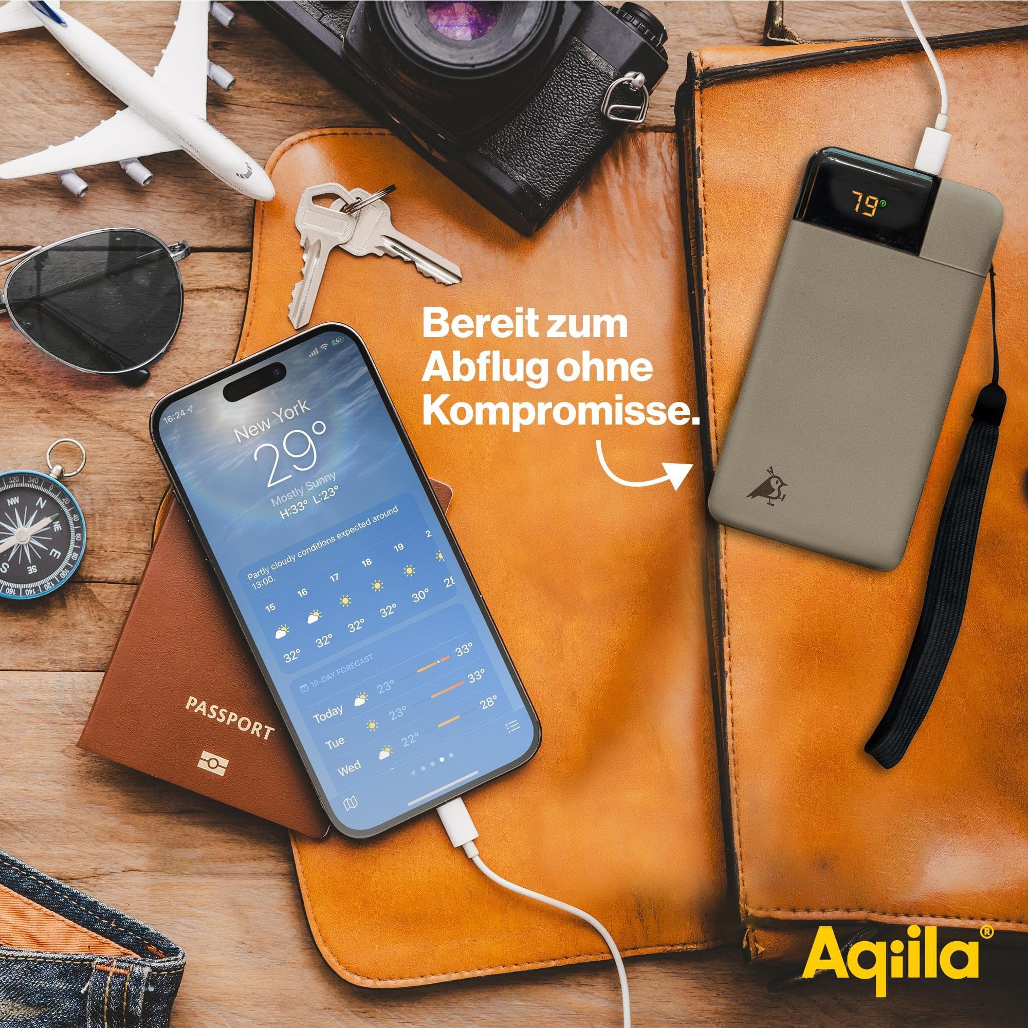 AQIILA Powerbank Powerbird B10, 20 W, 10.000mAh, 1x USB-A, 2x USB-C, moosgrün AQIILA Powerbank Powerbird B10, 20 W, 10.000mAh, 1x USB-A, 2x USB-C, moosgrün