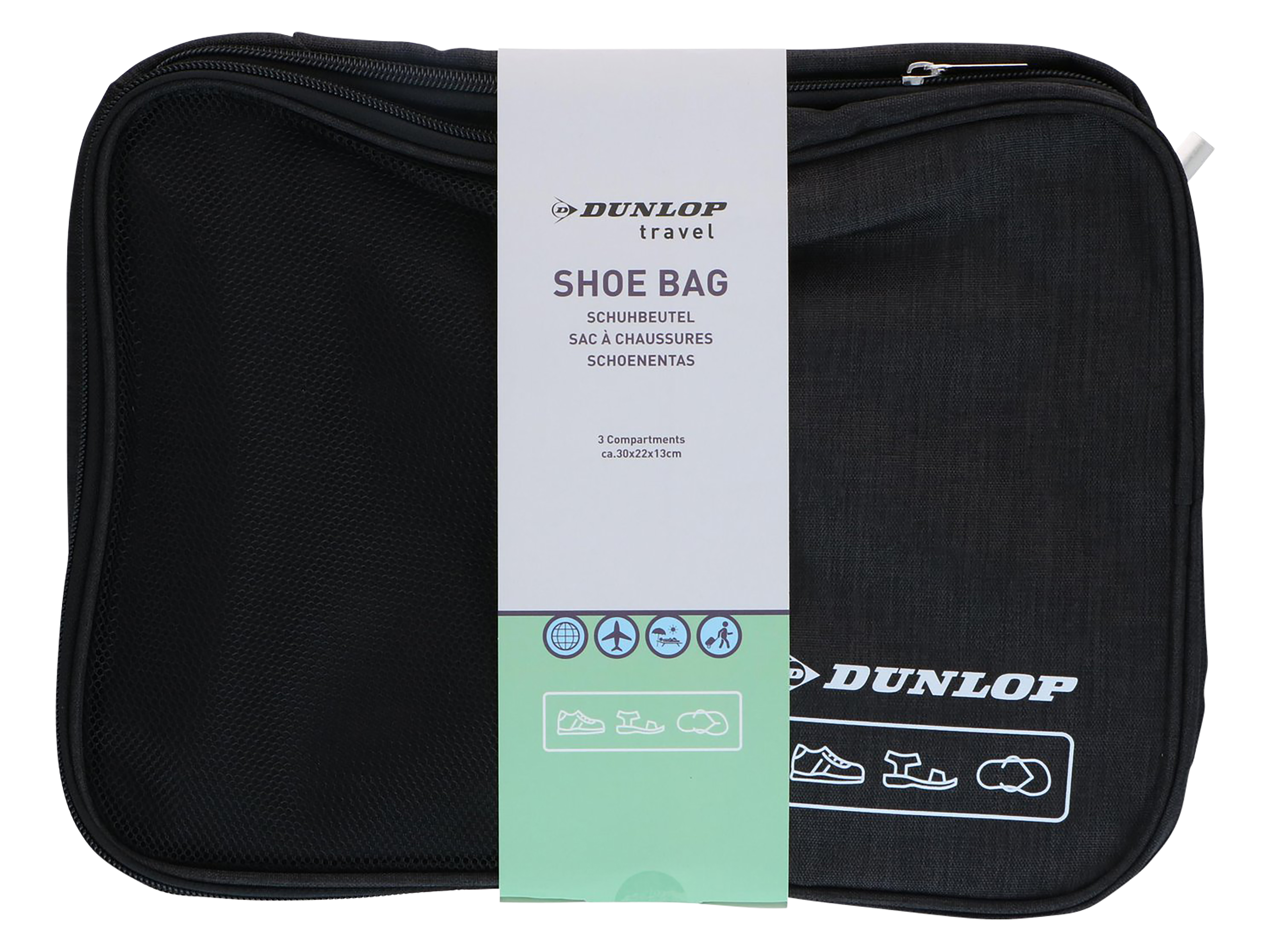 DUNLOP Schuhtasche, 30x22x13 cm, Schwarz, Grau, Blau DUNLOP Schuhtasche, 30x22x13 cm, Schwarz, Grau, Blau