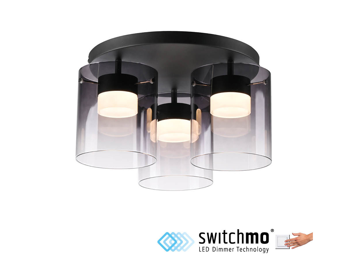 JUST LIGHT LED-Deckenleuchte 14041-18, 7,5W, 800lm, 3000K, schwarz