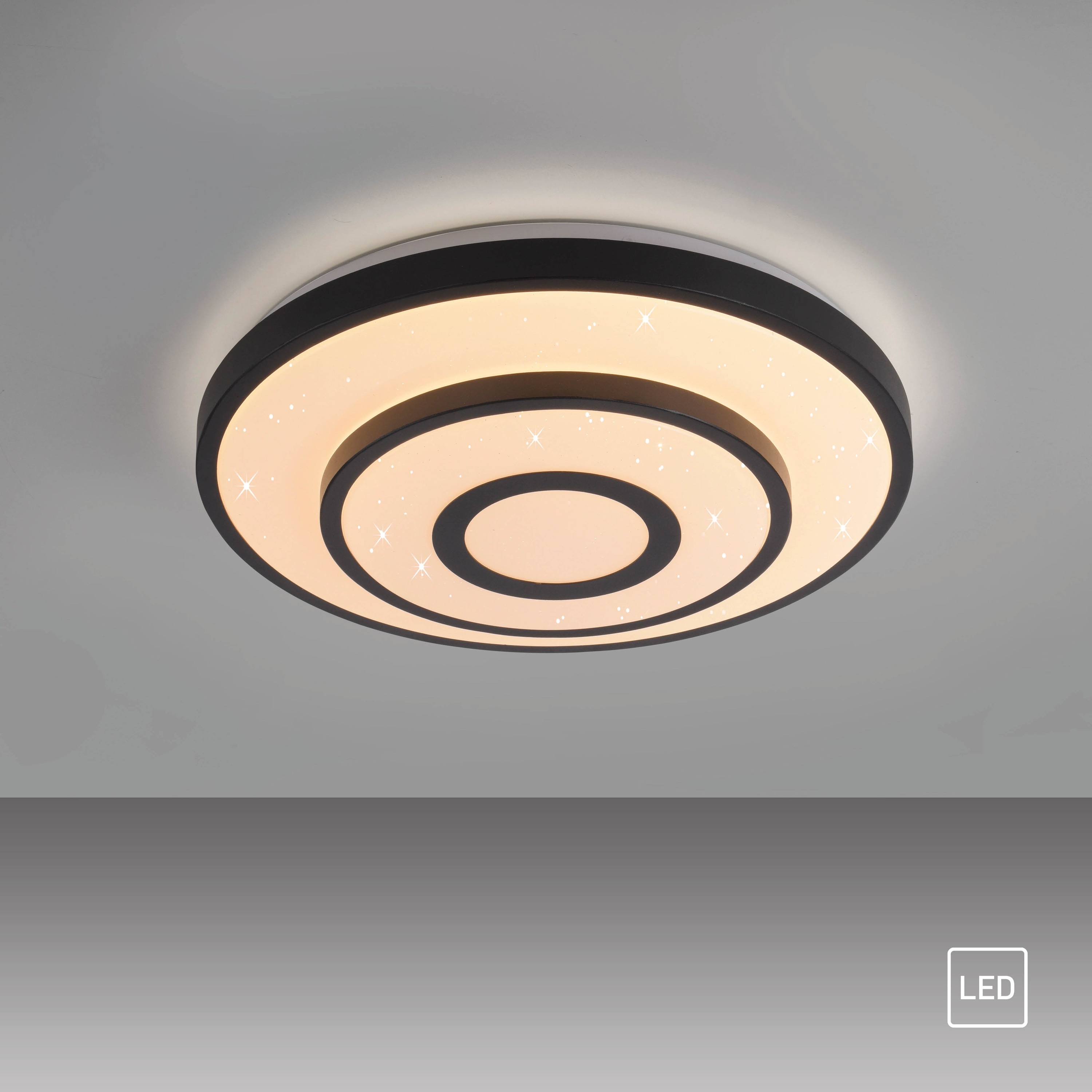 JUST LIGHT LED-Deckenleuchte 15454-18, 17W, 3000K, 1900lm, warmweiß, IP20, schwarz